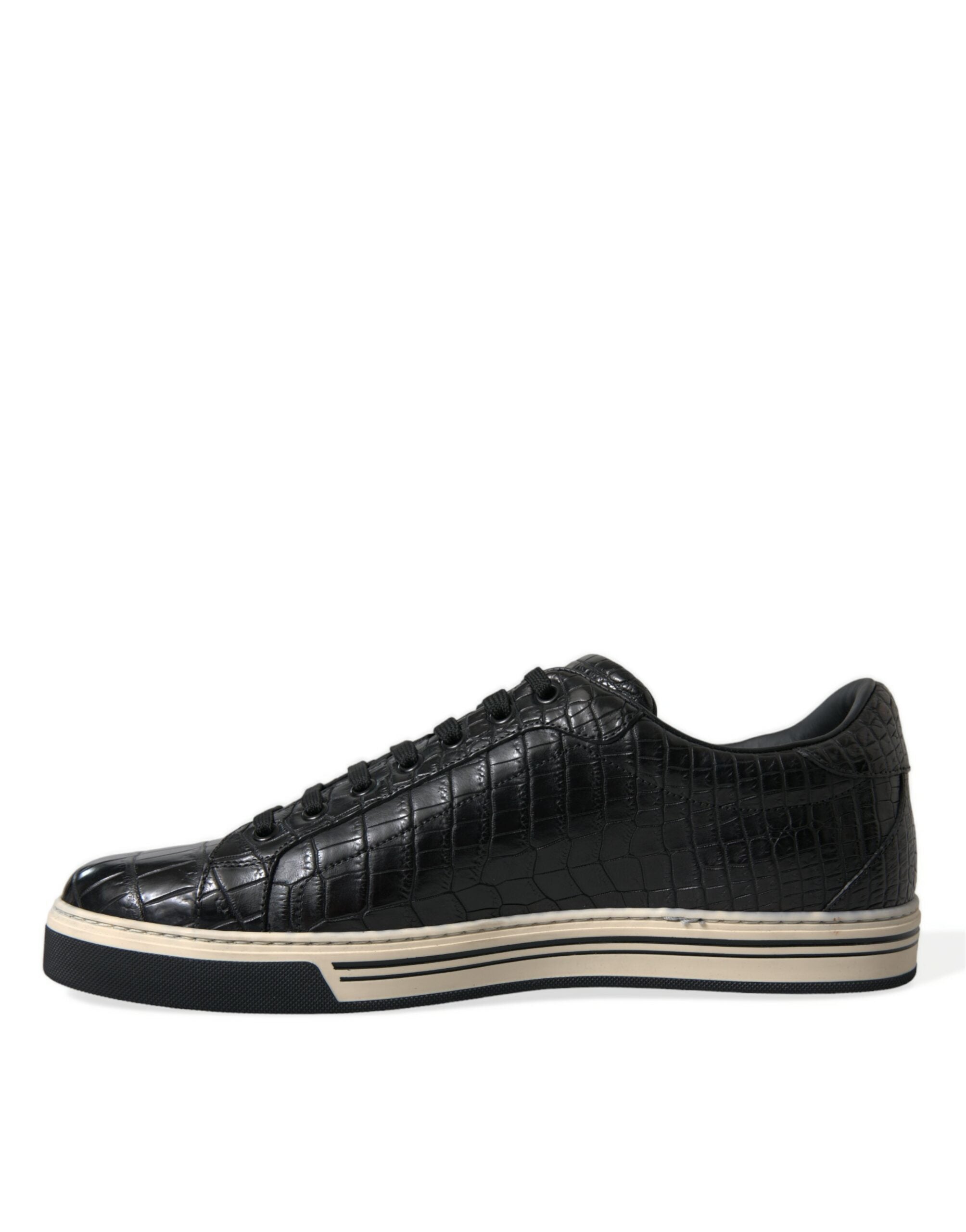 Dolce & Gabbana Black Croc Exotic Leather Men Casual Sneakers Shoes - DEA STILOSA MILANO