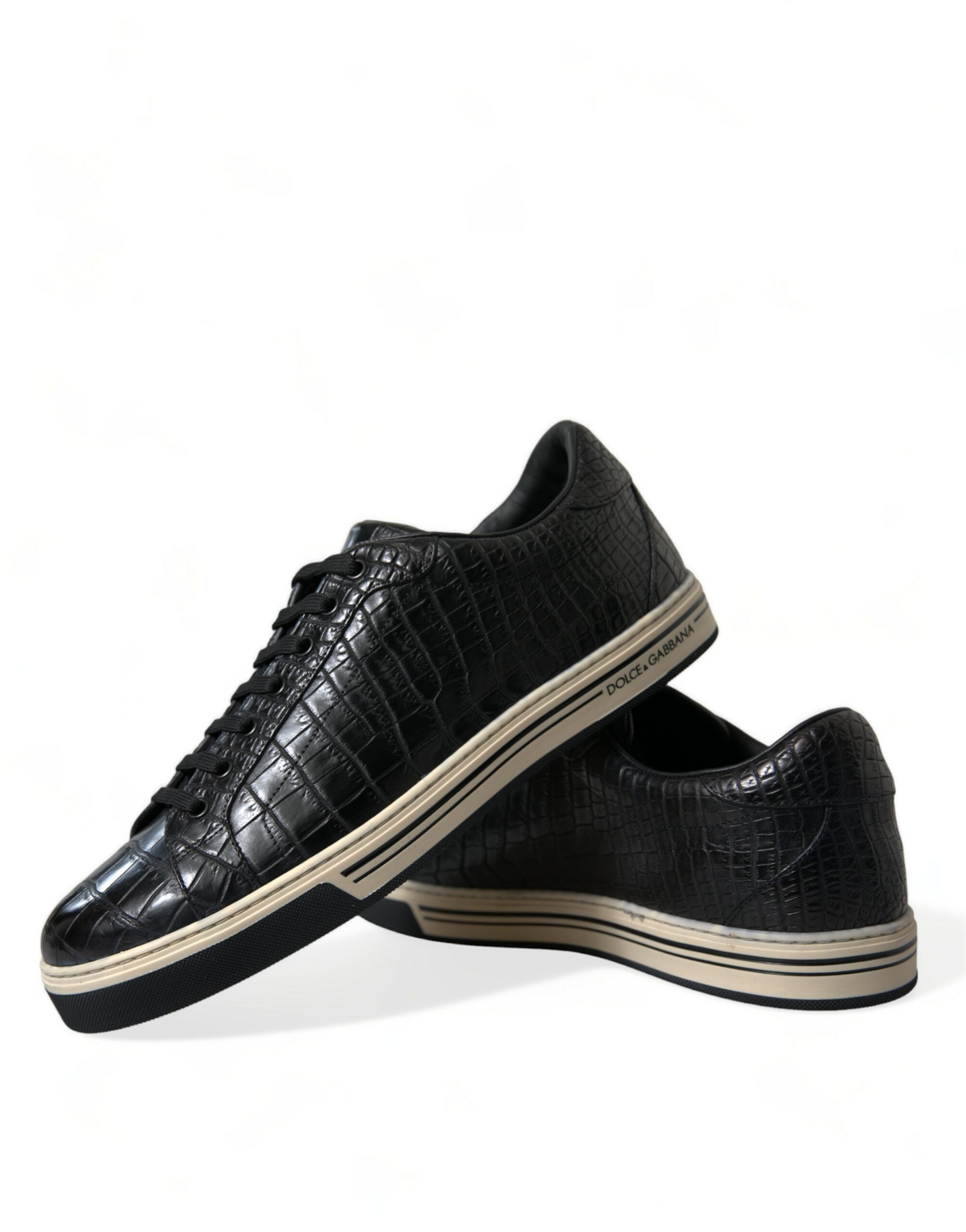 Dolce & Gabbana Black Croc Exotic Leather Men Casual Sneakers Shoes - DEA STILOSA MILANO