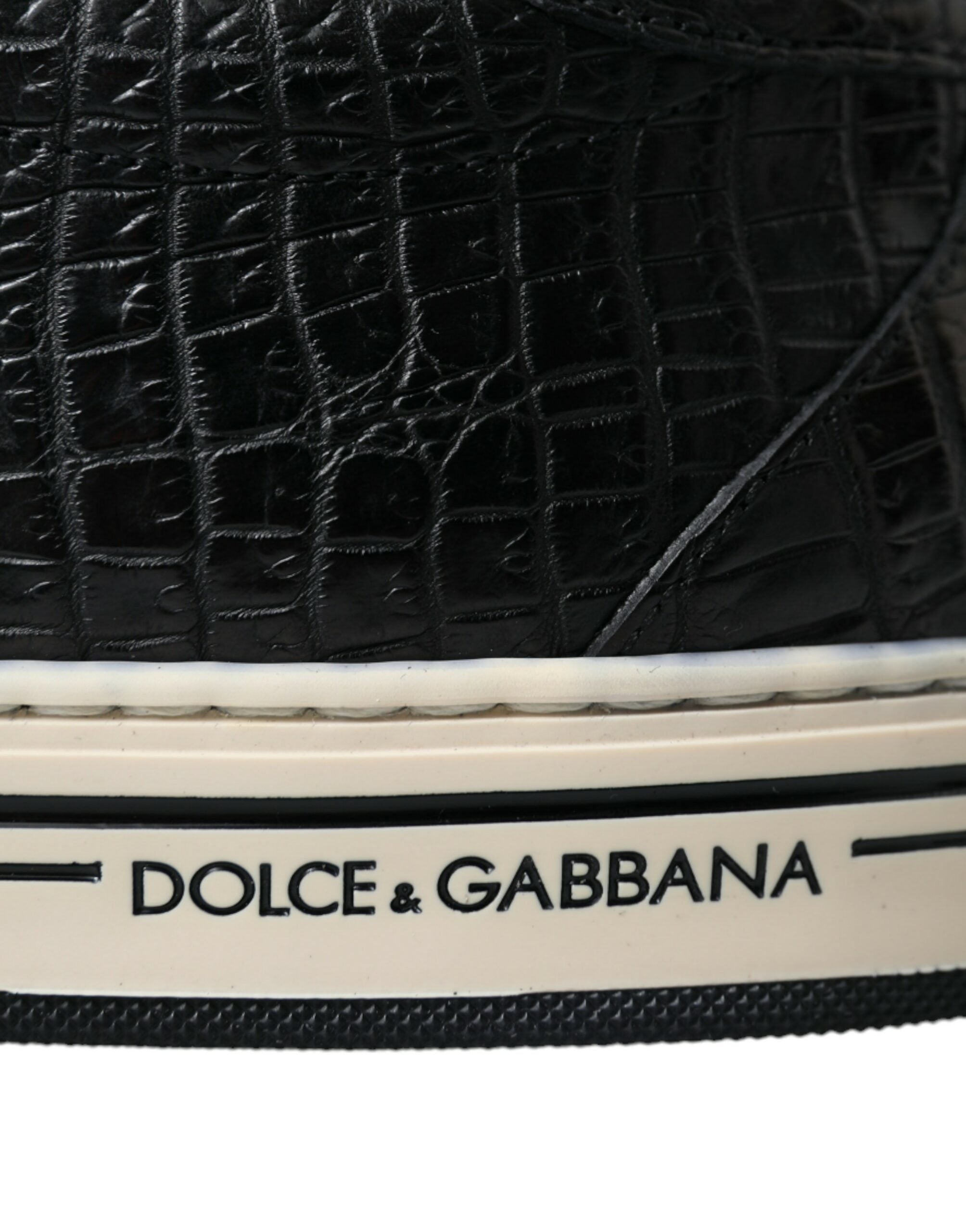 Dolce & Gabbana Black Croc Exotic Leather Men Casual Sneakers Shoes - DEA STILOSA MILANO