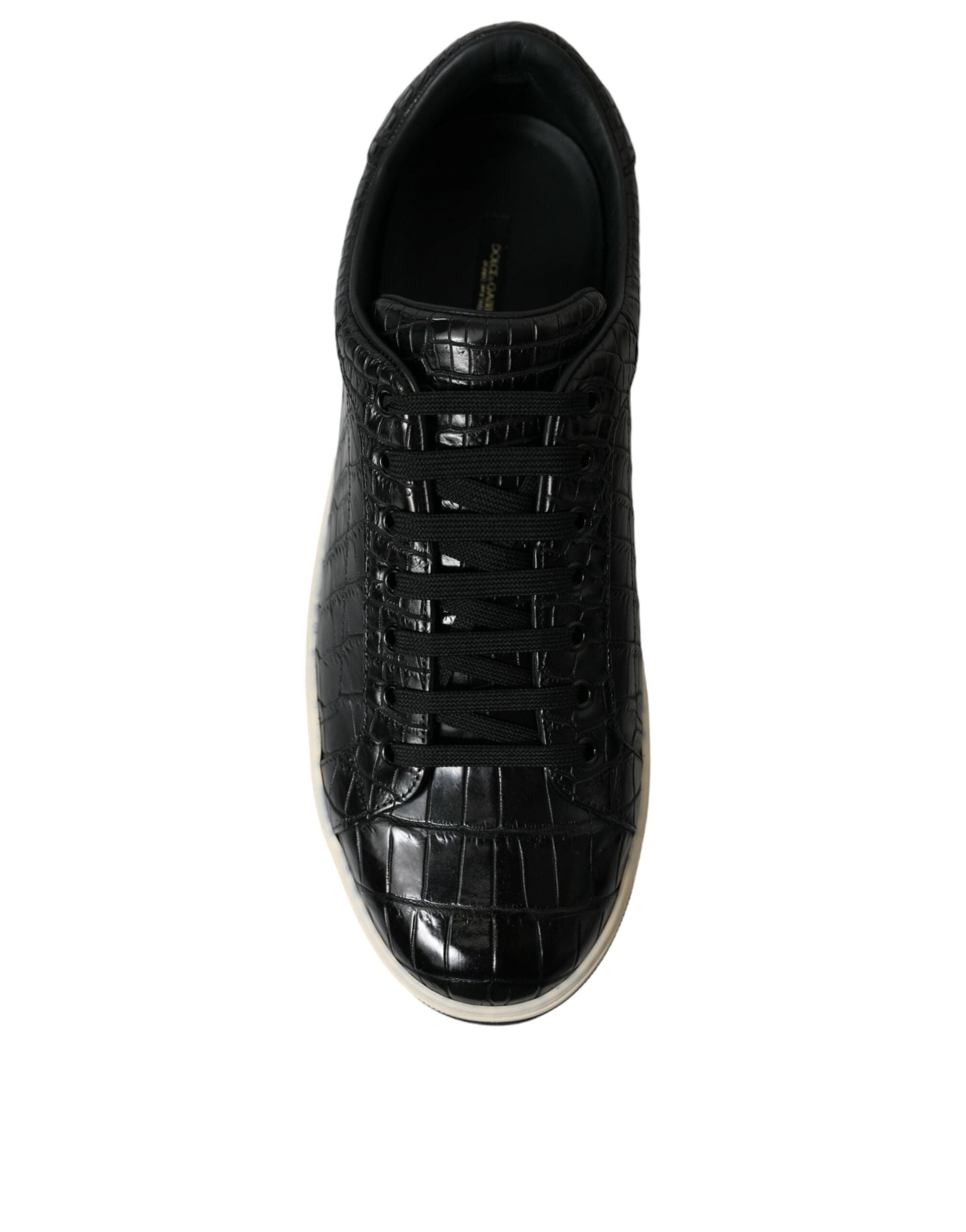 Dolce & Gabbana Black Croc Exotic Leather Men Casual Sneakers Shoes - DEA STILOSA MILANO