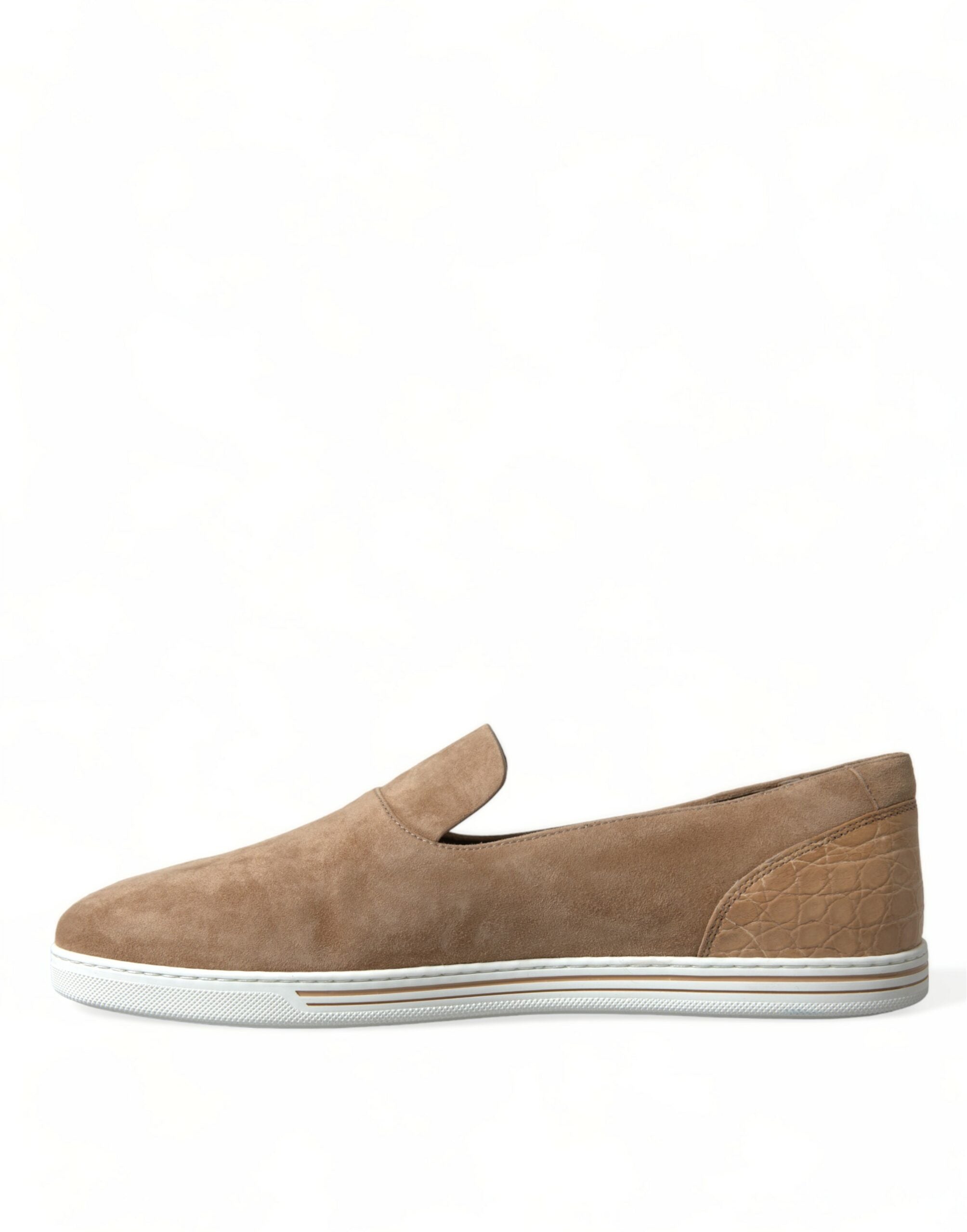 Dolce & Gabbana Beige Suede Caiman Men Loafers Slippers Shoes - DEA STILOSA MILANO
