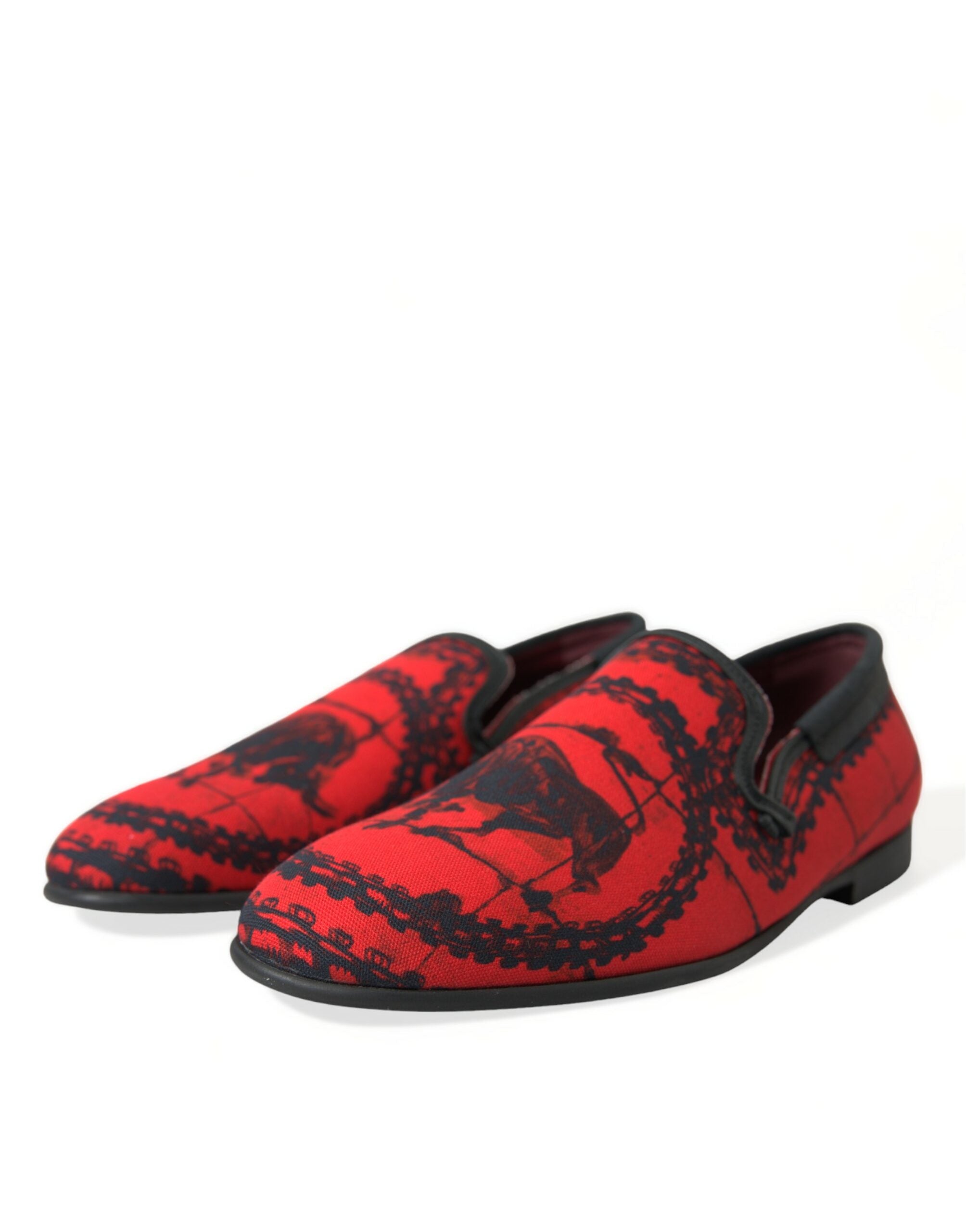 Dolce & Gabbana Red Black Torero Loafers Slippers Men Shoes - DEA STILOSA MILANO