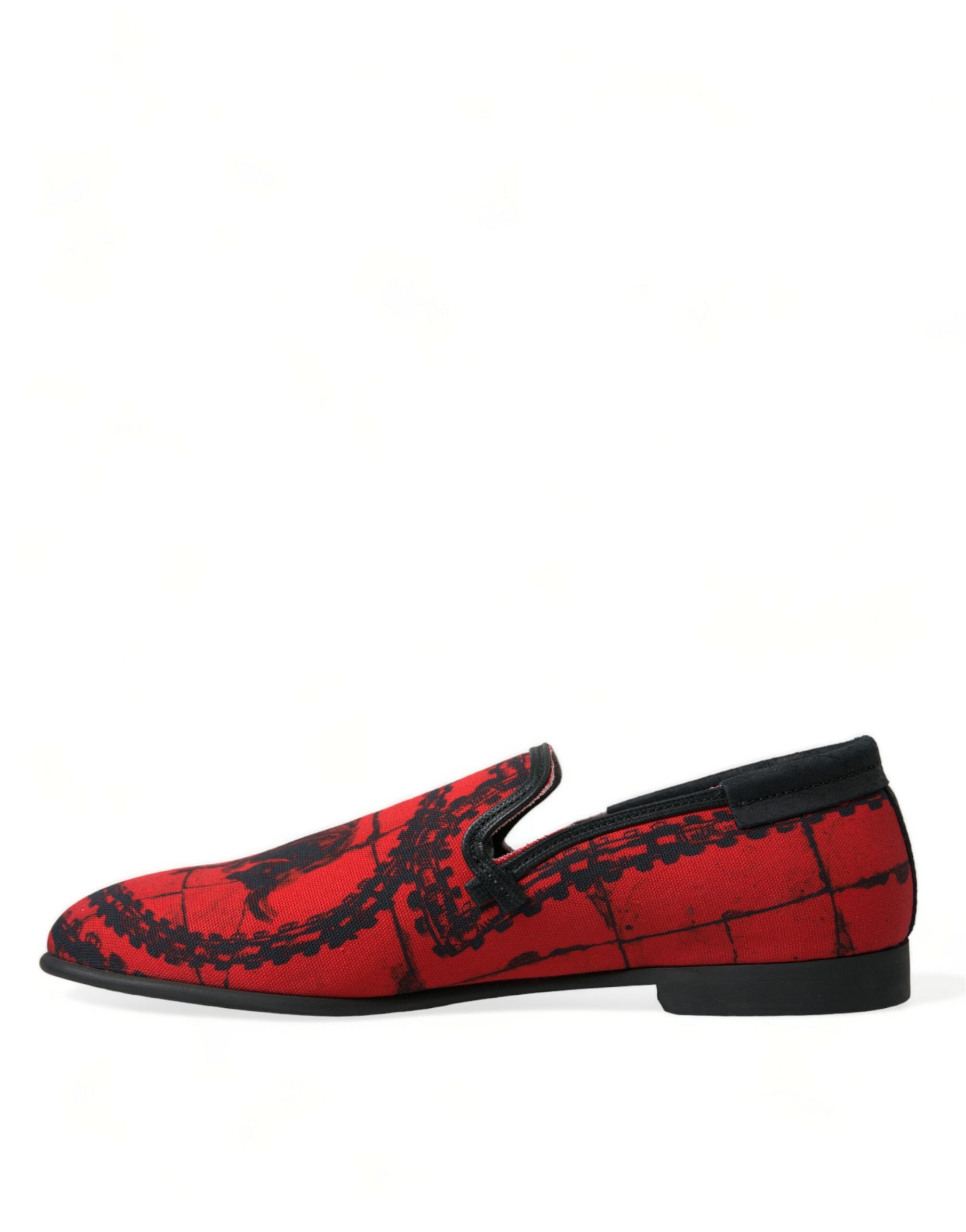 Dolce & Gabbana Red Black Torero Loafers Slippers Men Shoes - DEA STILOSA MILANO