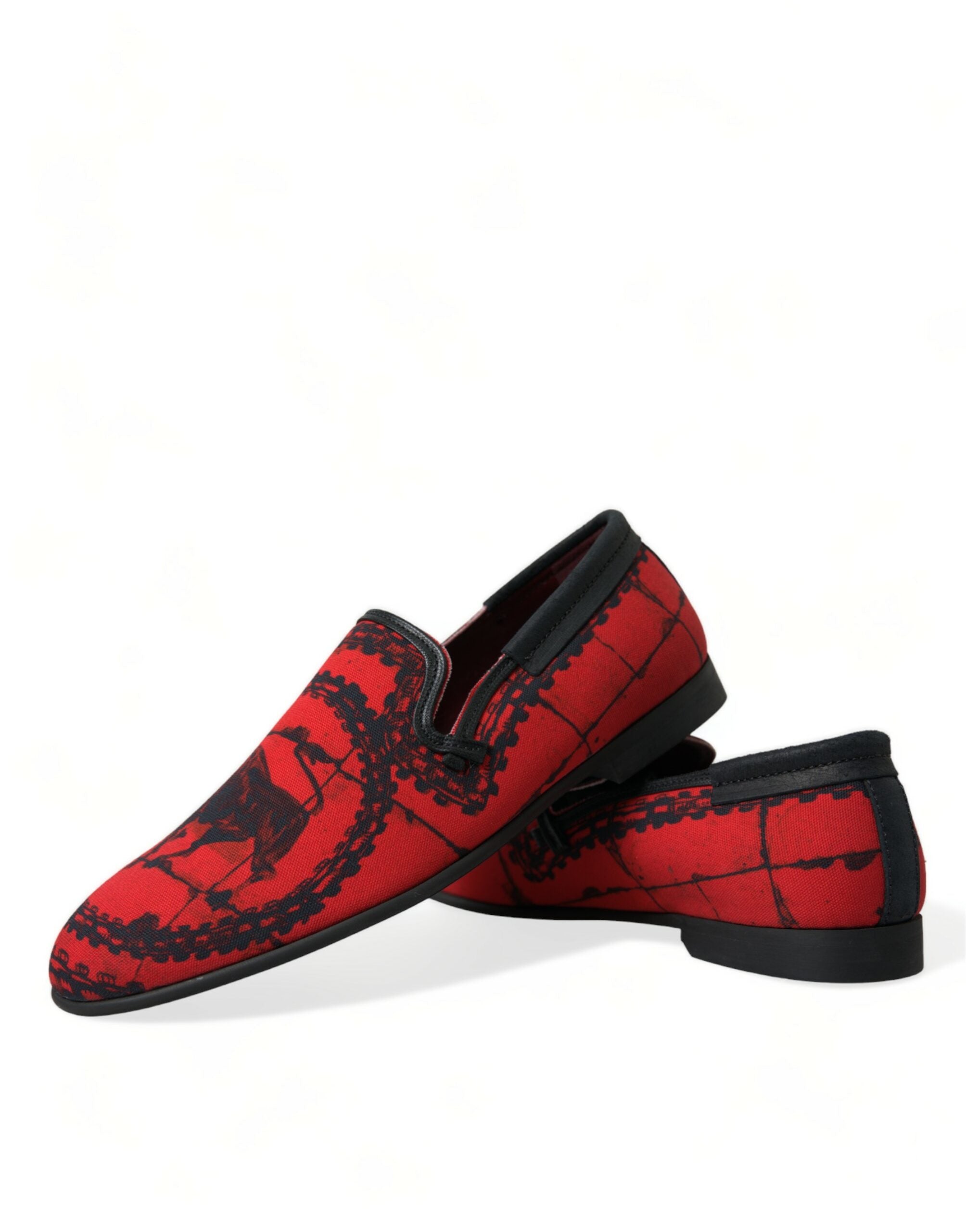 Dolce & Gabbana Red Black Torero Loafers Slippers Men Shoes - DEA STILOSA MILANO