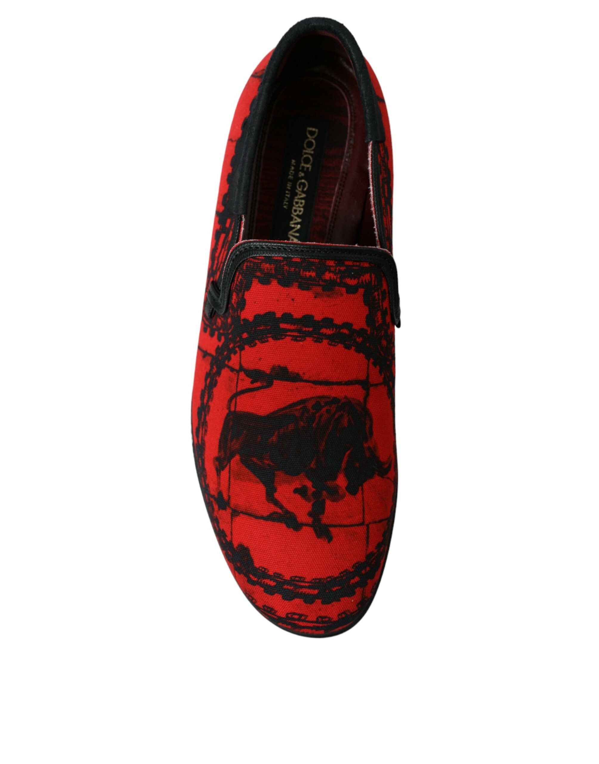 Dolce & Gabbana Red Black Torero Loafers Slippers Men Shoes - DEA STILOSA MILANO