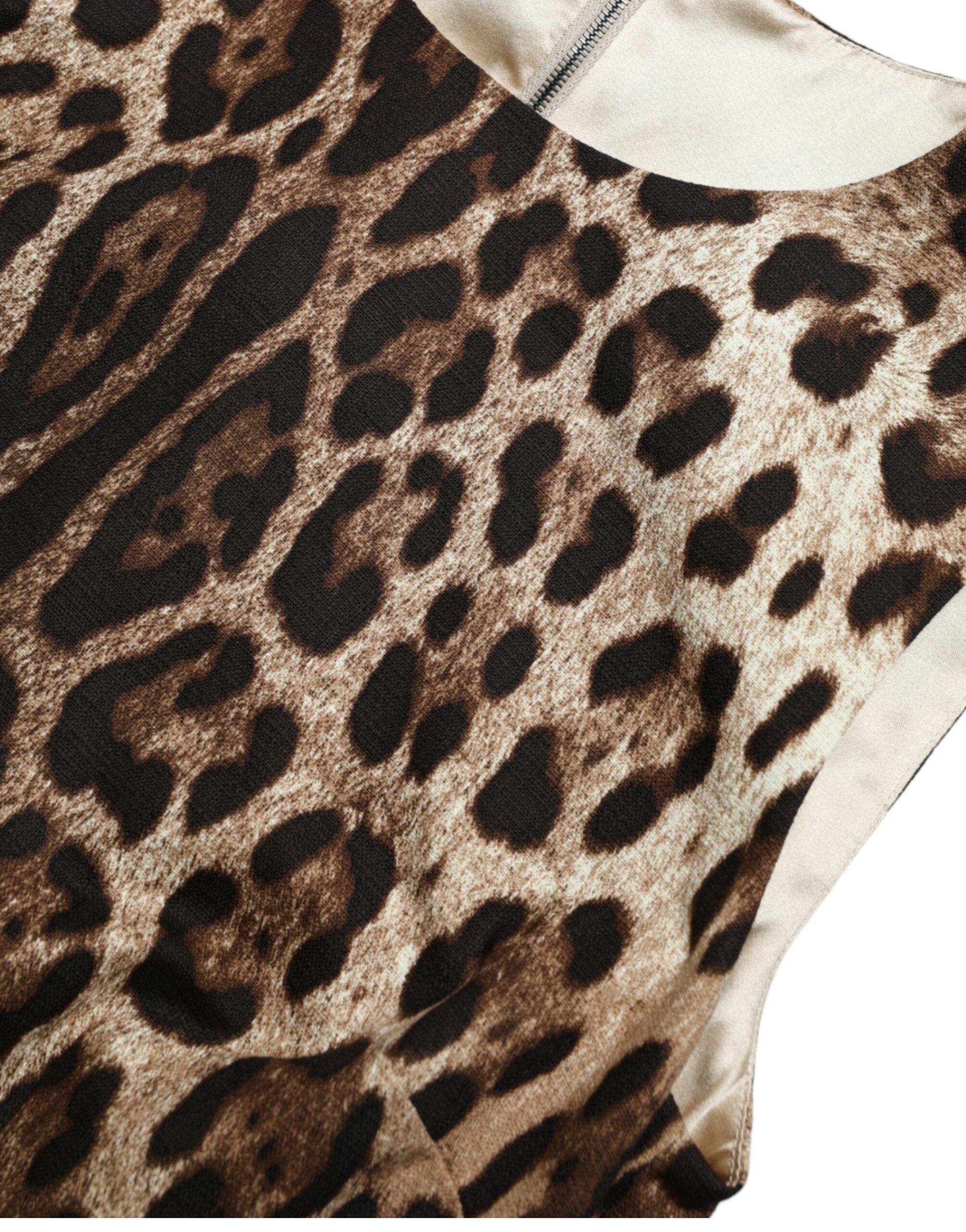 Dolce & Gabbana Brown Leopard Cotton Sleeveless Tank Top - DEA STILOSA MILANO