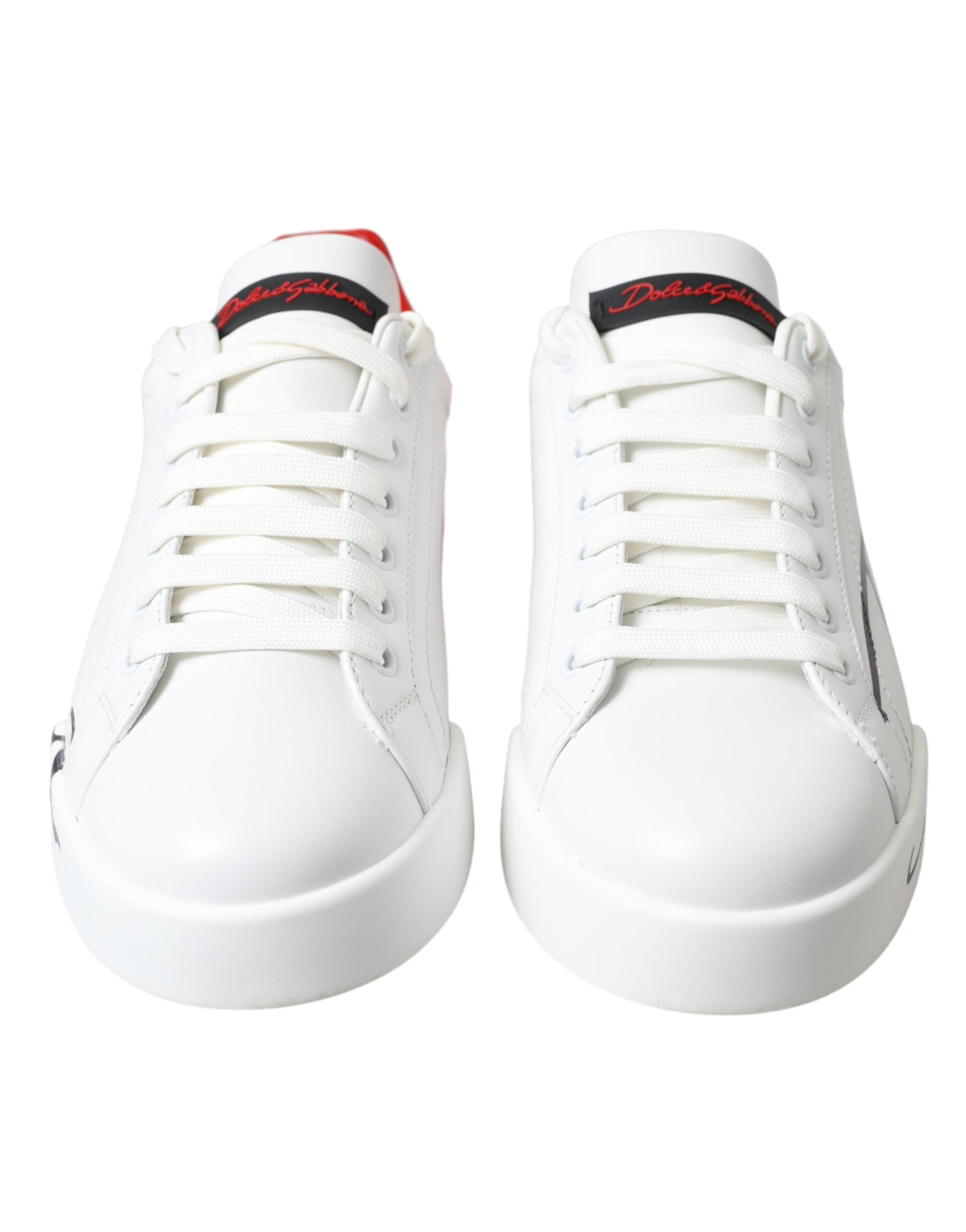Dolce & Gabbana White Red Leather Logo Low Top Sneakers Men Shoes - DEA STILOSA MILANO