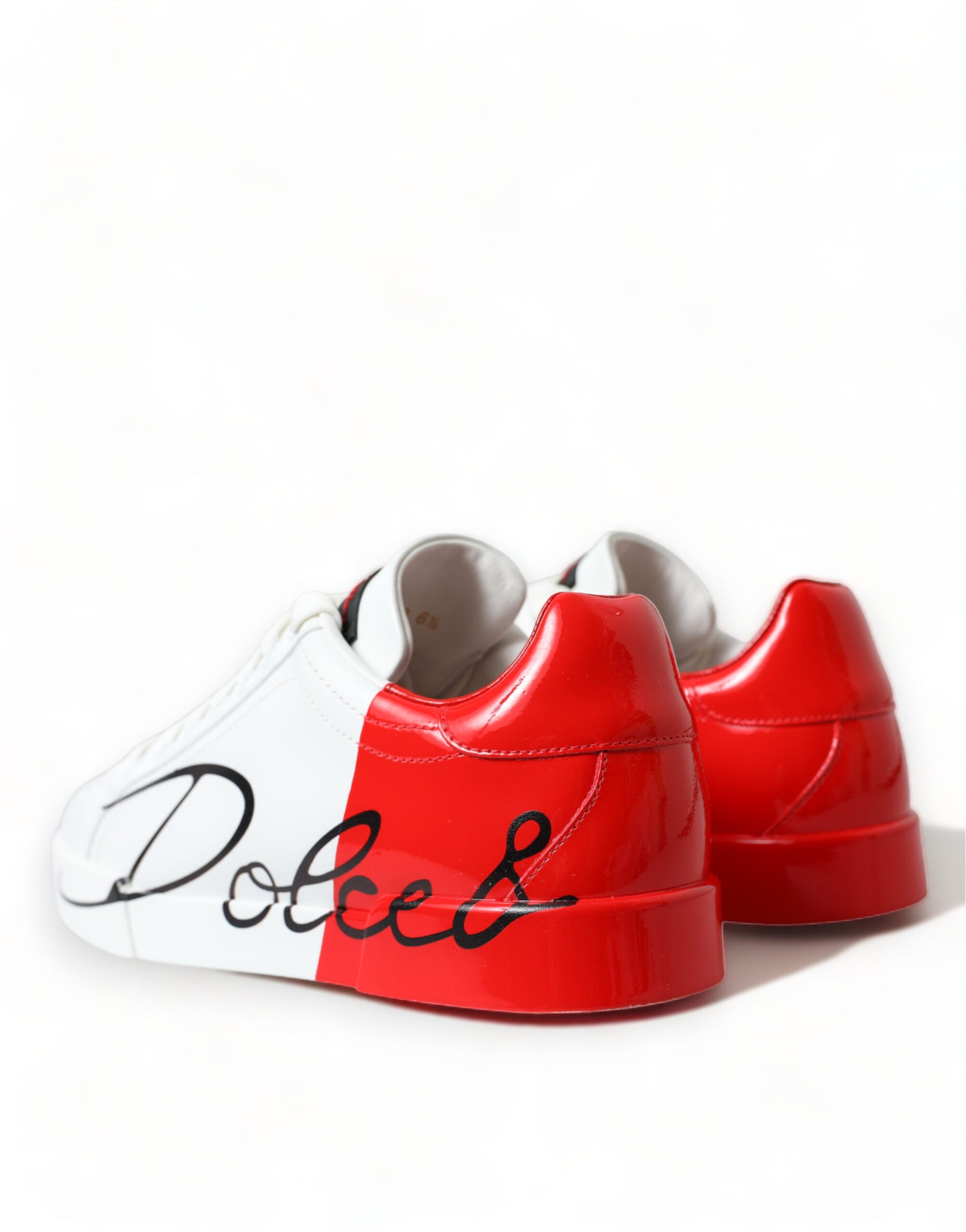 Dolce & Gabbana White Red Leather Logo Low Top Sneakers Men Shoes - DEA STILOSA MILANO