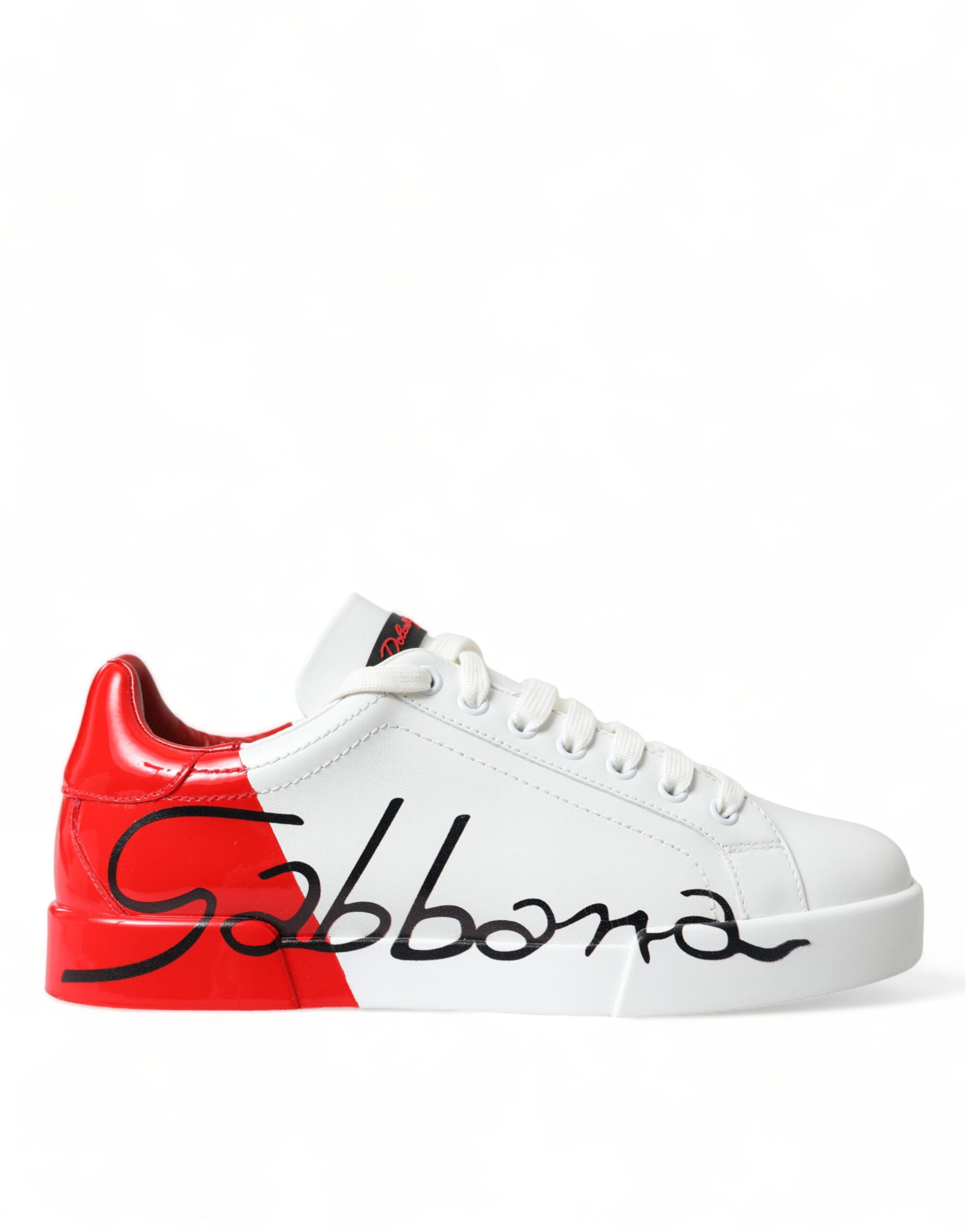 Dolce & Gabbana White Red Leather Logo Low Top Sneakers Men Shoes - DEA STILOSA MILANO