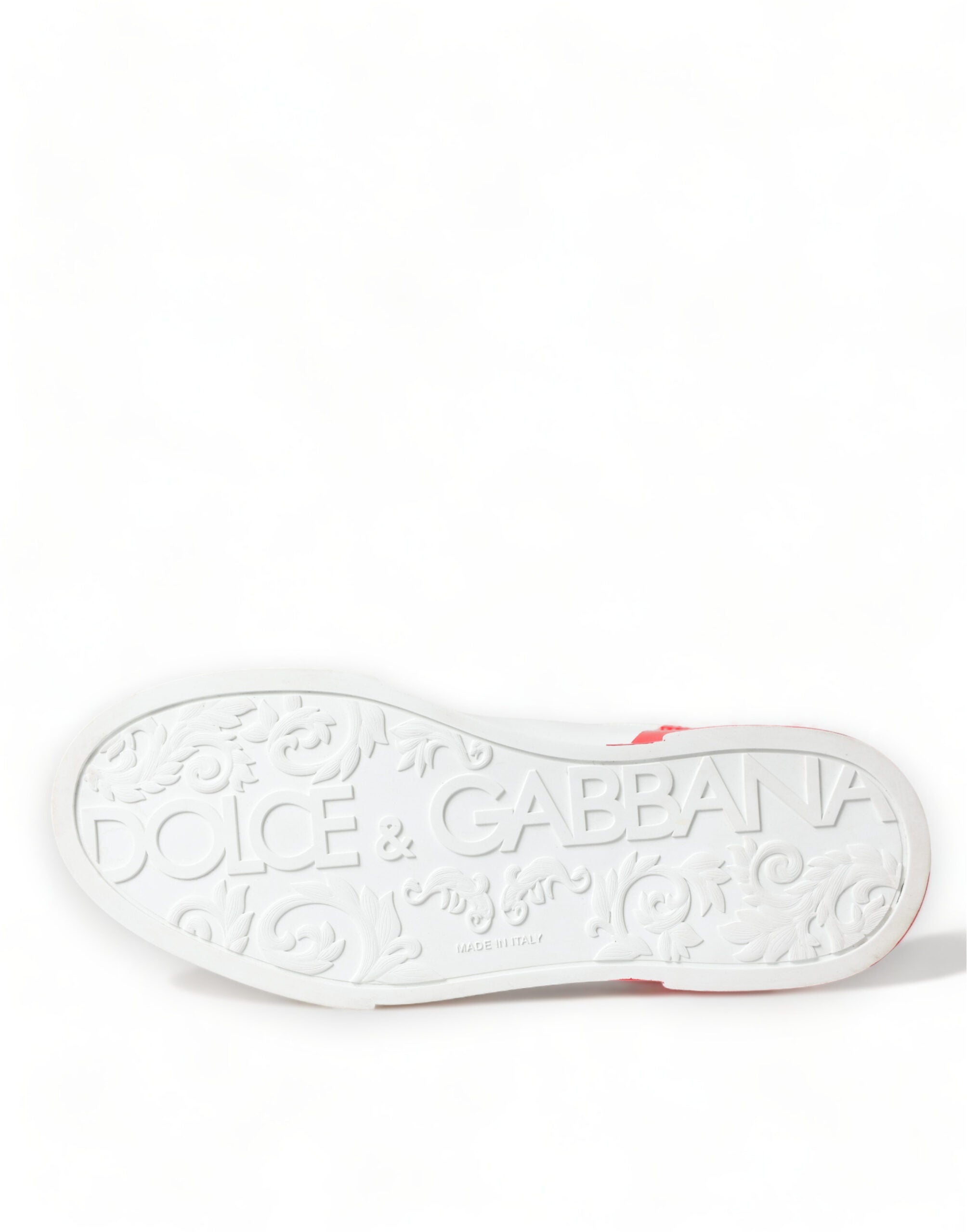 Dolce & Gabbana White Red Leather Logo Low Top Sneakers Men Shoes - DEA STILOSA MILANO