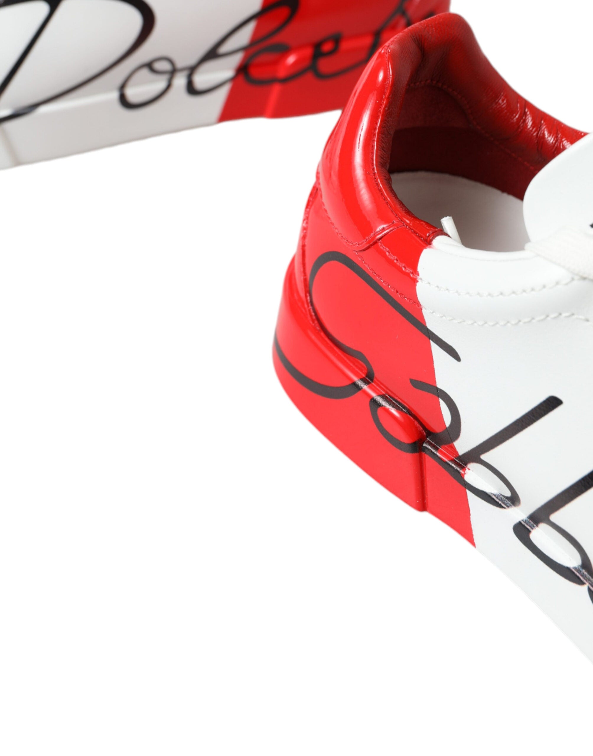 Dolce & Gabbana White Red Leather Logo Low Top Sneakers Men Shoes - DEA STILOSA MILANO