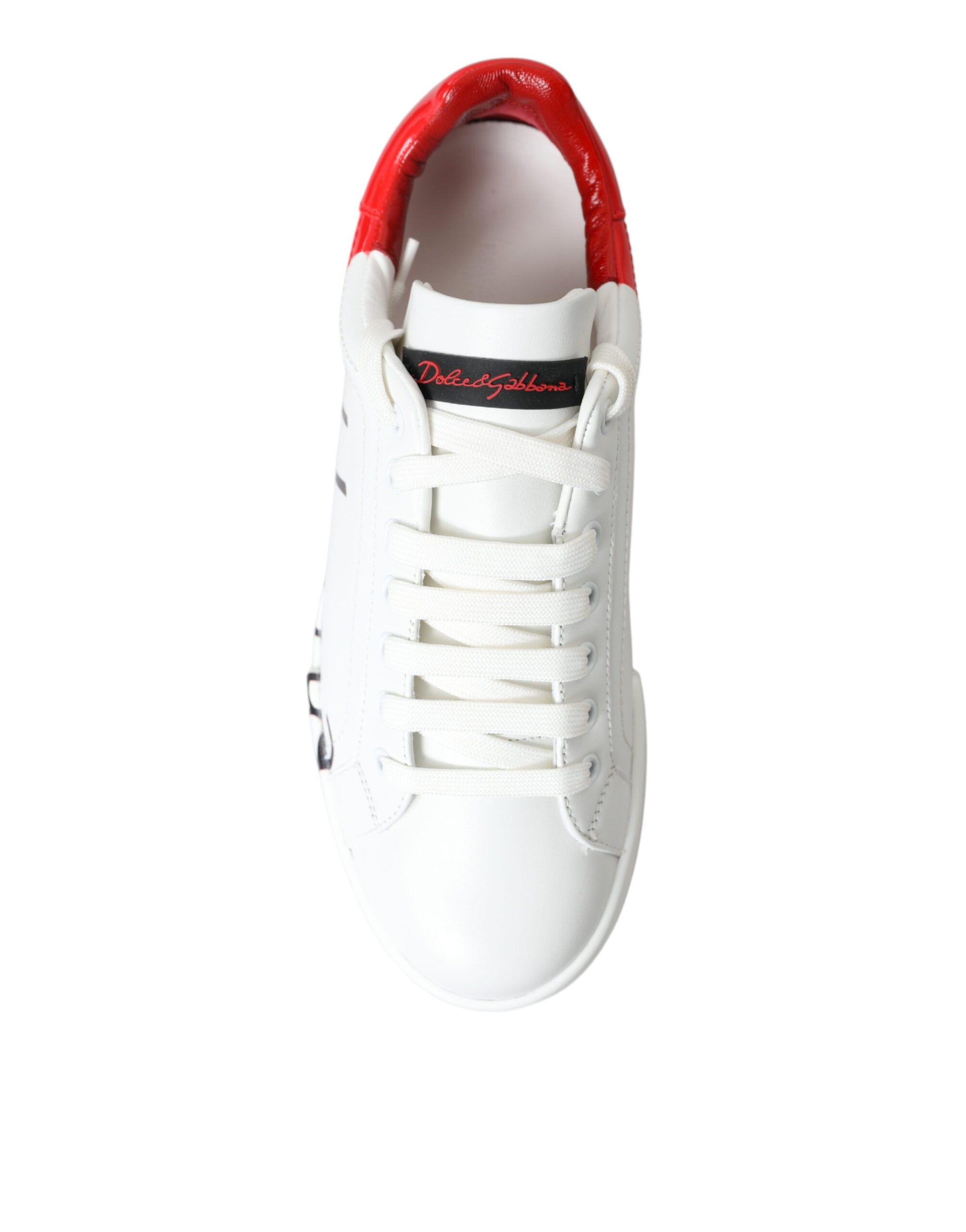 Dolce & Gabbana White Red Leather Logo Low Top Sneakers Men Shoes - DEA STILOSA MILANO