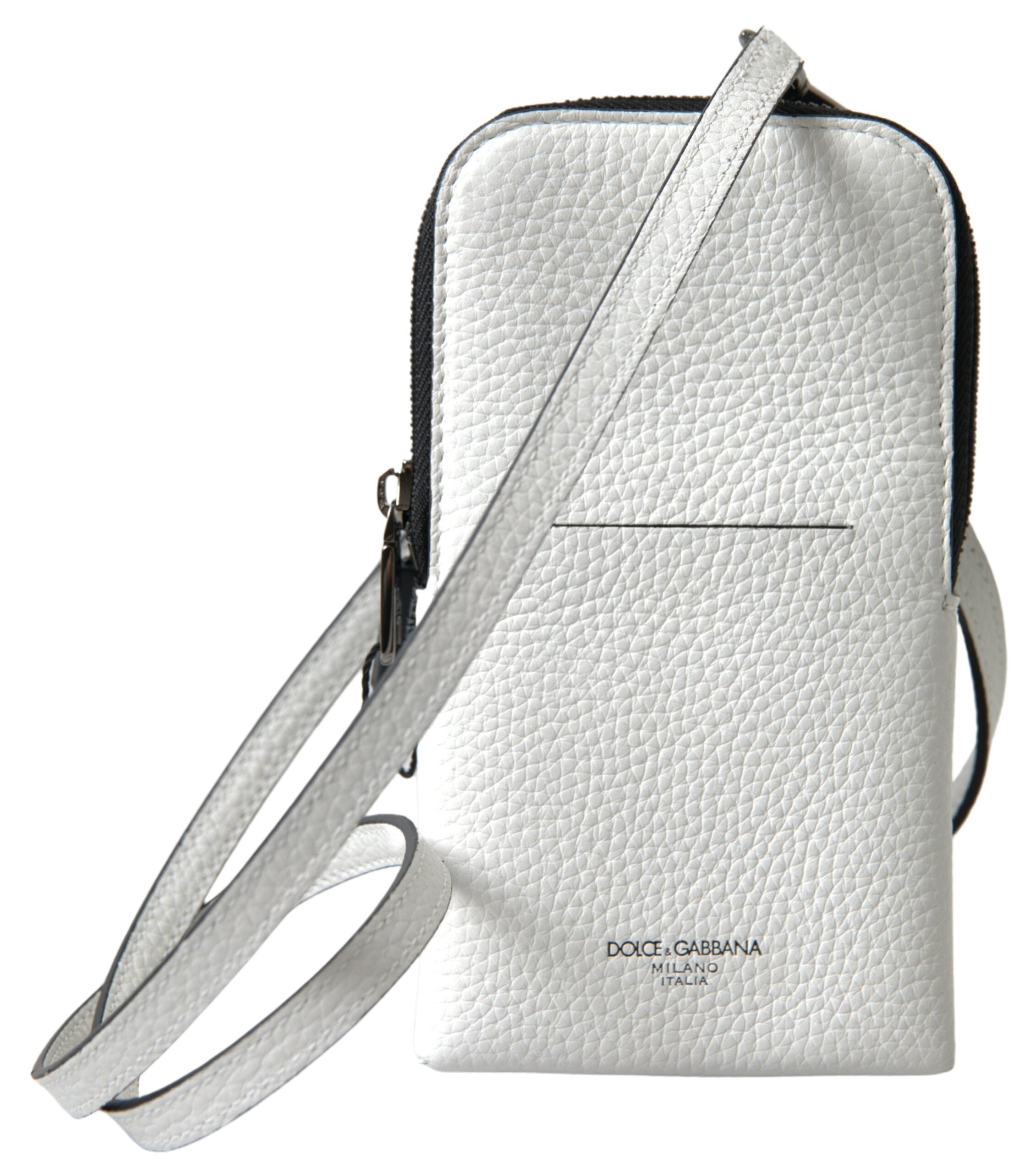 Dolce & Gabbana White Leather Purse Crossbody Sling Phone Bag - DEA STILOSA MILANO