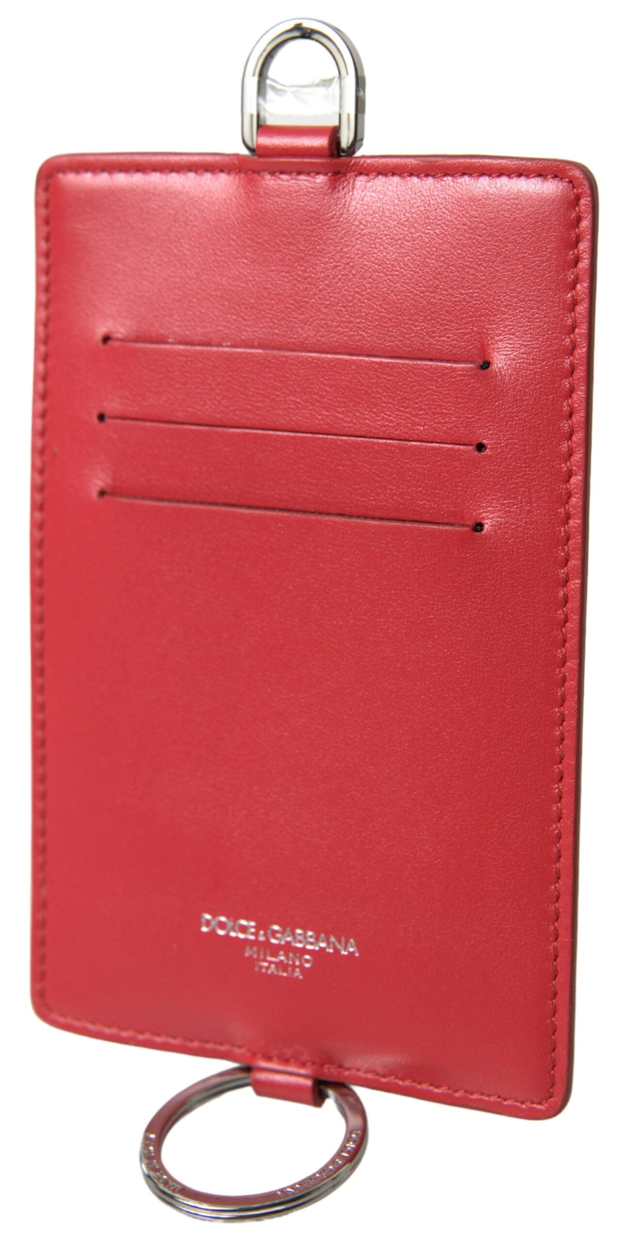Dolce & Gabbana Red Leather Lanyard Logo Card Holder Men Wallet - DEA STILOSA MILANO