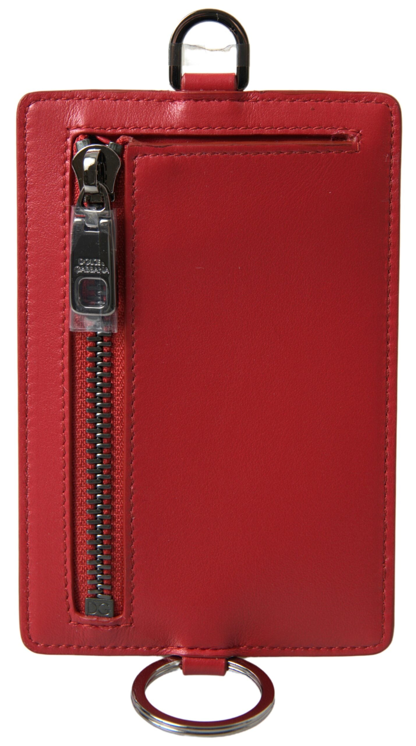 Dolce & Gabbana Red Leather Lanyard Logo Card Holder Men Wallet - DEA STILOSA MILANO