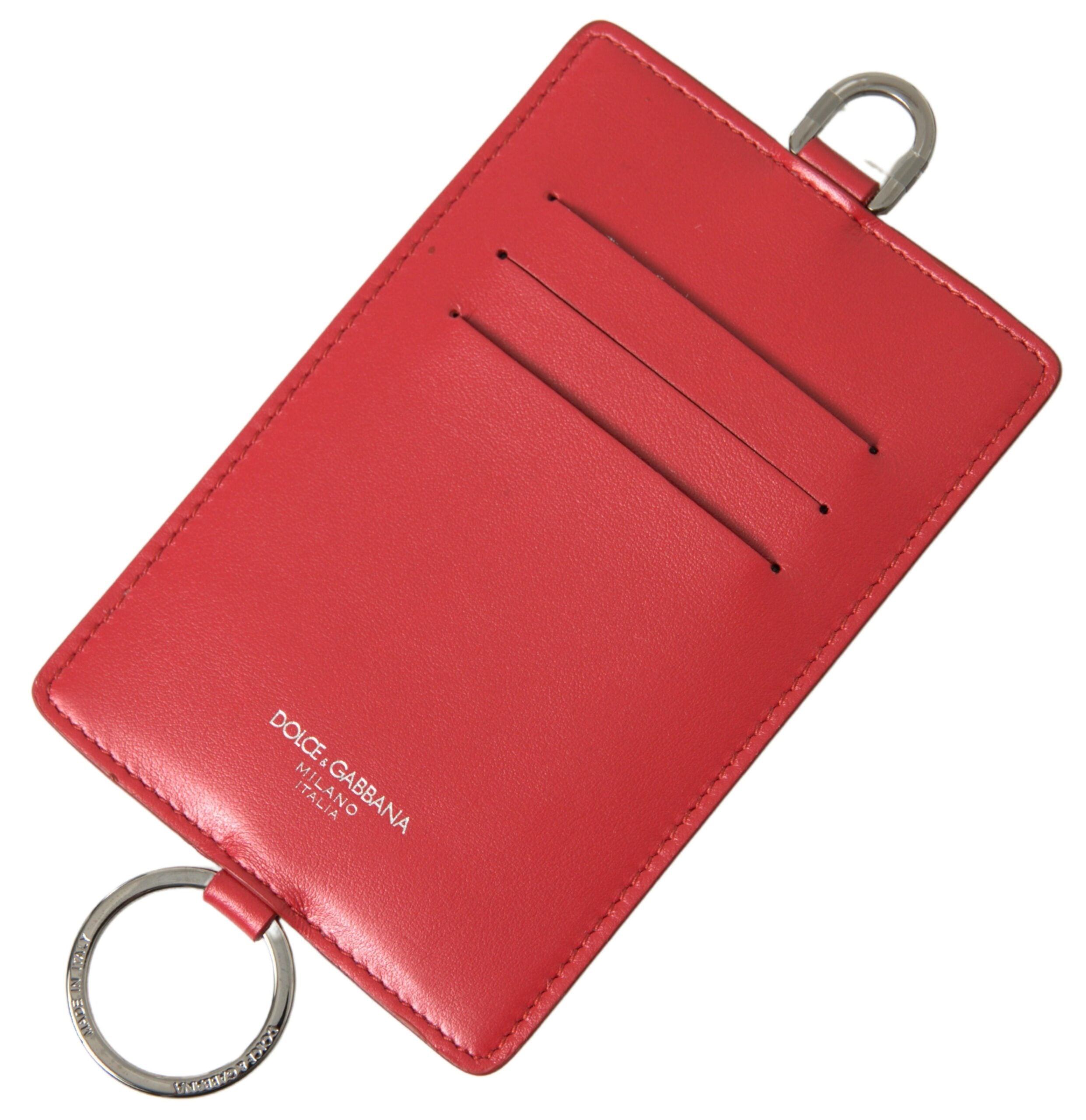 Dolce & Gabbana Red Leather Lanyard Logo Card Holder Men Wallet - DEA STILOSA MILANO