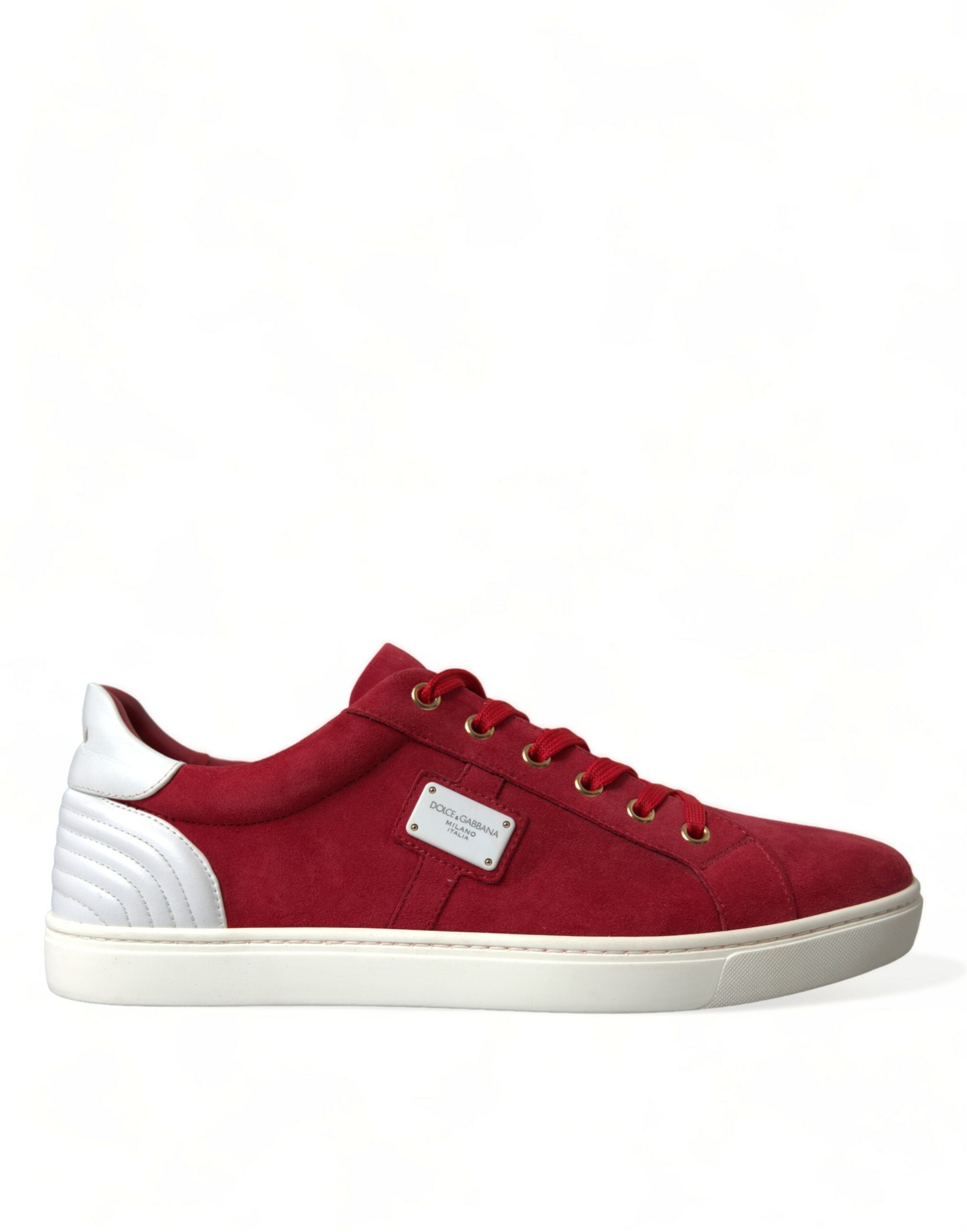 Dolce & Gabbana Red Suede Leather Men Low Top Sneakers Shoes - DEA STILOSA MILANO