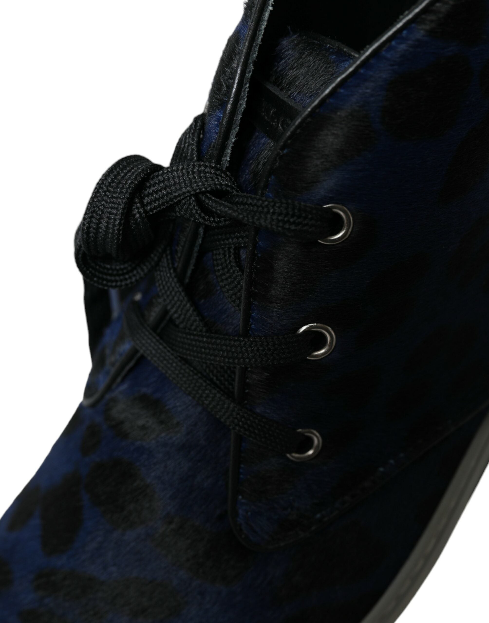 Dolce & Gabbana Blue Calfskin Leopard Mid Top Sneakers Shoes - DEA STILOSA MILANO
