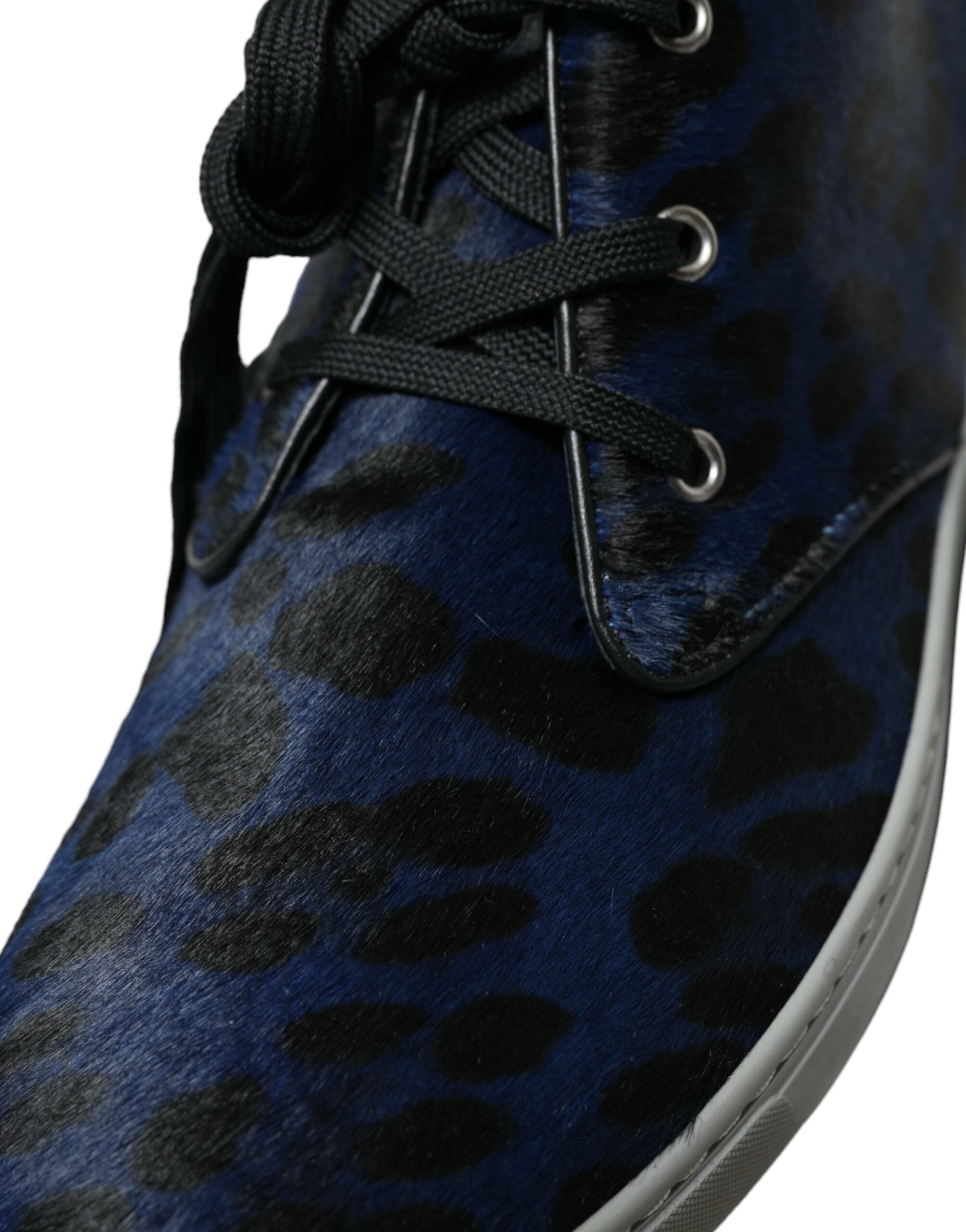Dolce & Gabbana Blue Calfskin Leopard Mid Top Sneakers Shoes - DEA STILOSA MILANO