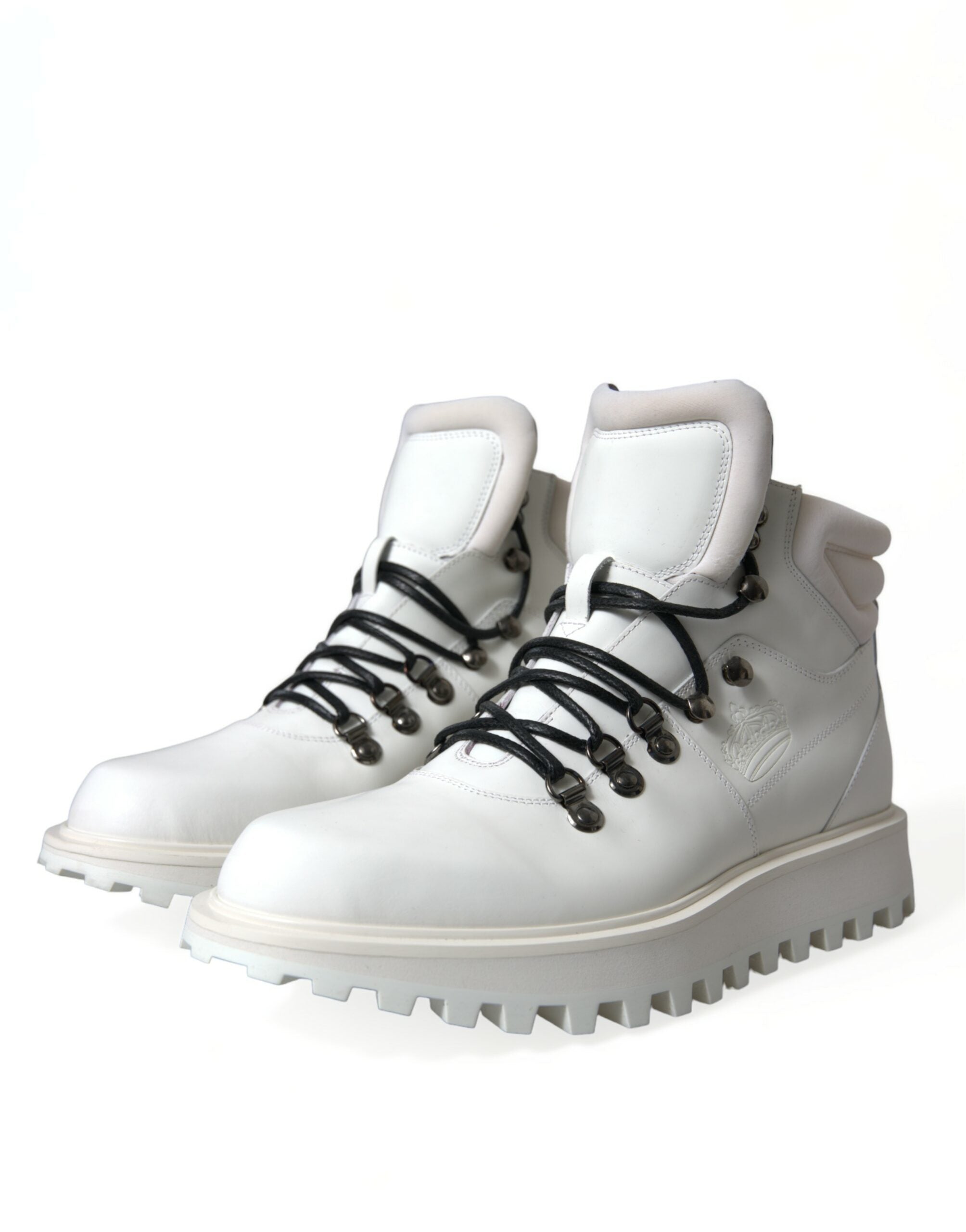 Dolce & Gabbana White Vulcano Trekking Ankle Boots Shoes - DEA STILOSA MILANO