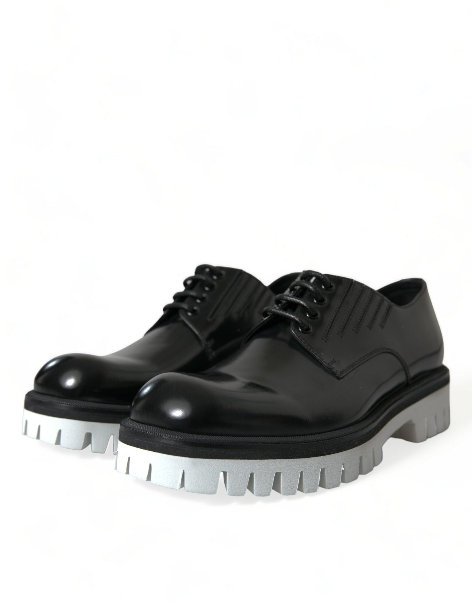 Dolce & Gabbana Black White Leather Lace Up Derby Dress Shoes - DEA STILOSA MILANO