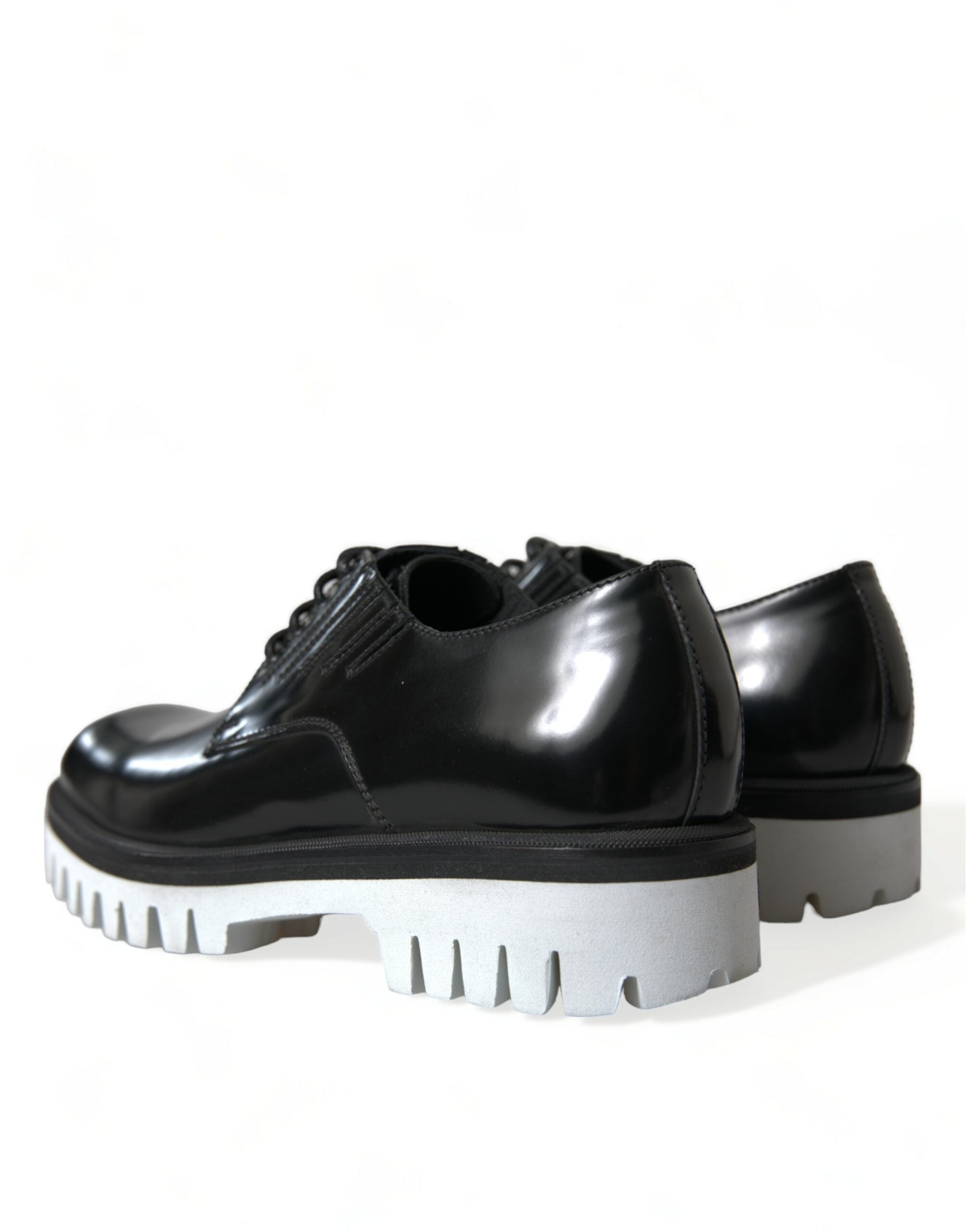 Dolce & Gabbana Black White Leather Lace Up Derby Dress Shoes - DEA STILOSA MILANO