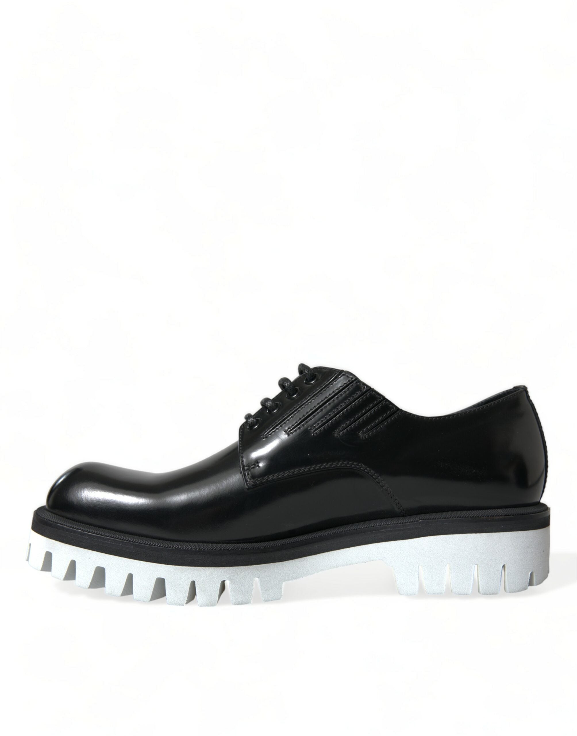 Dolce & Gabbana Black White Leather Lace Up Derby Dress Shoes - DEA STILOSA MILANO