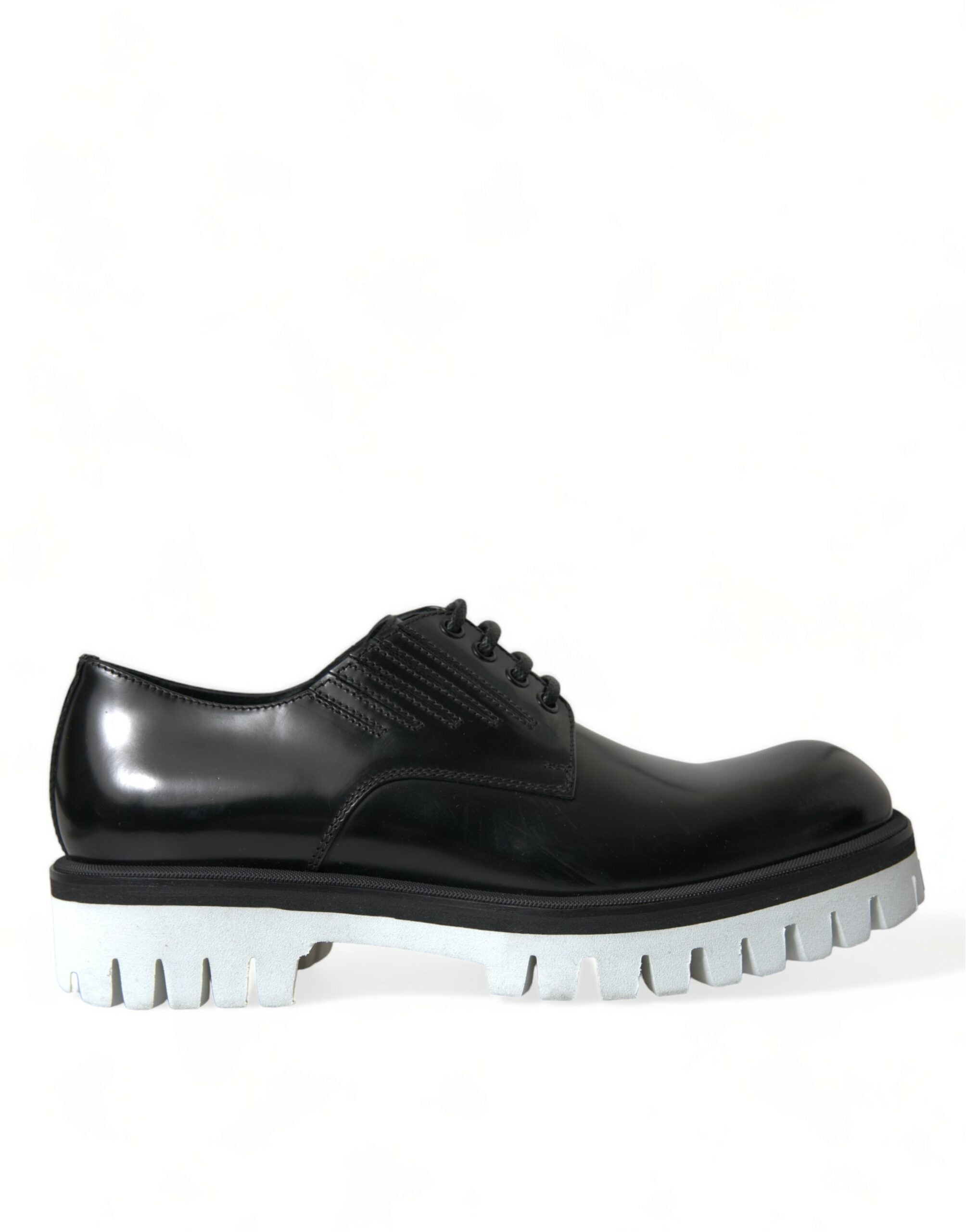Dolce & Gabbana Black White Leather Lace Up Derby Dress Shoes - DEA STILOSA MILANO