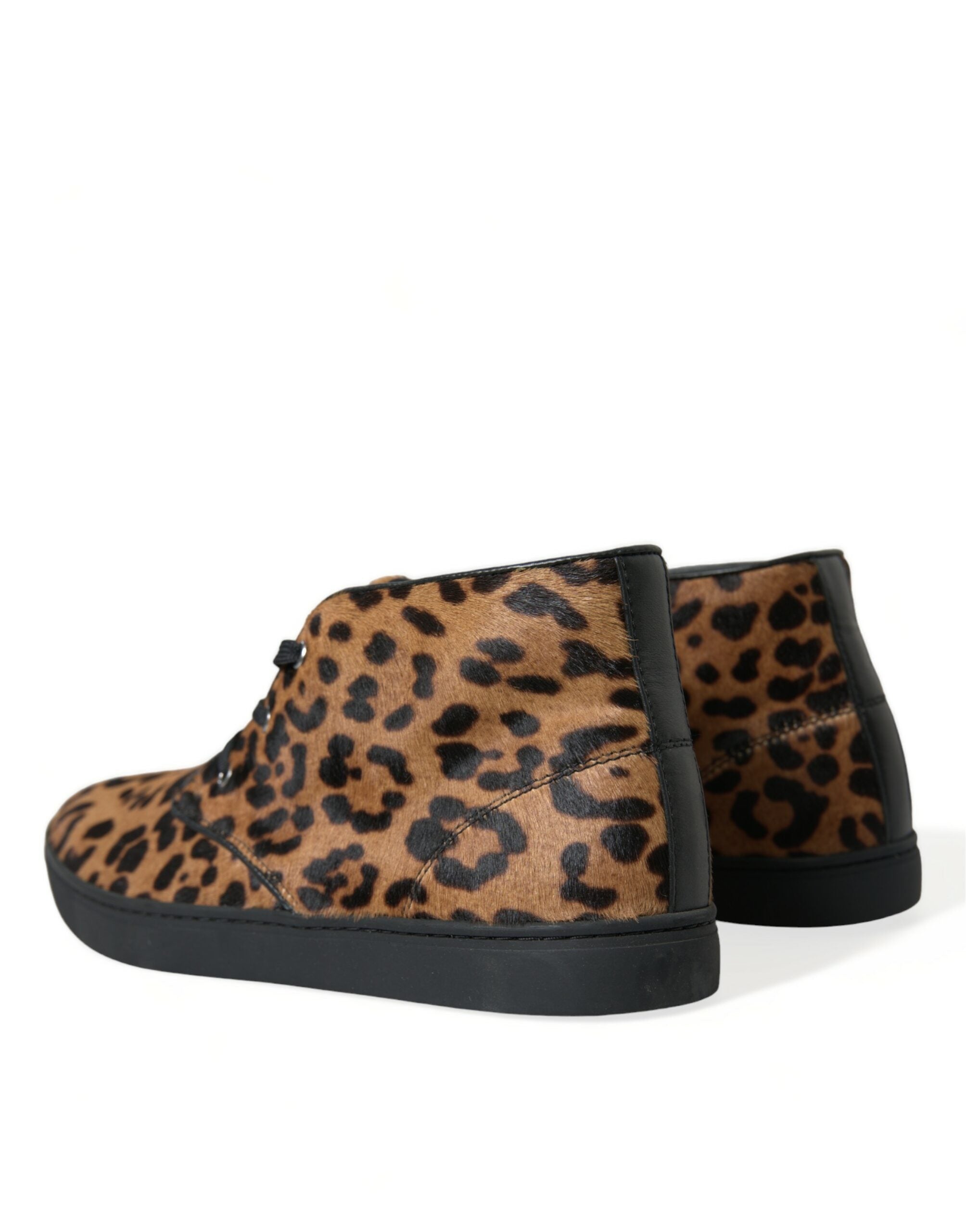 Dolce & Gabbana Brown Leopard Pony Hair Leather Sneakers Shoes - DEA STILOSA MILANO