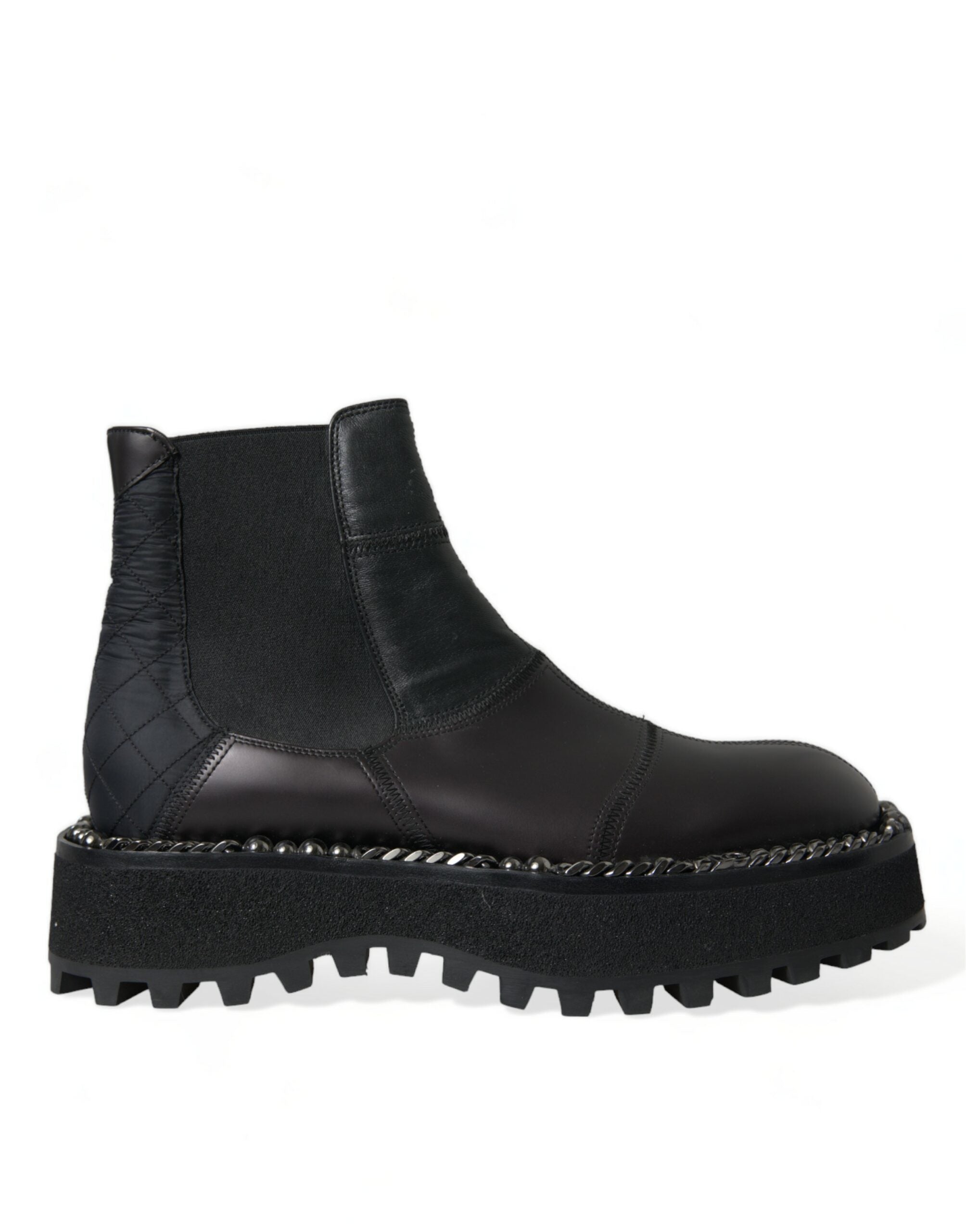 Dolce & Gabbana Black Leather Slip On Stretch Chelsea Boots Shoes - DEA STILOSA MILANO
