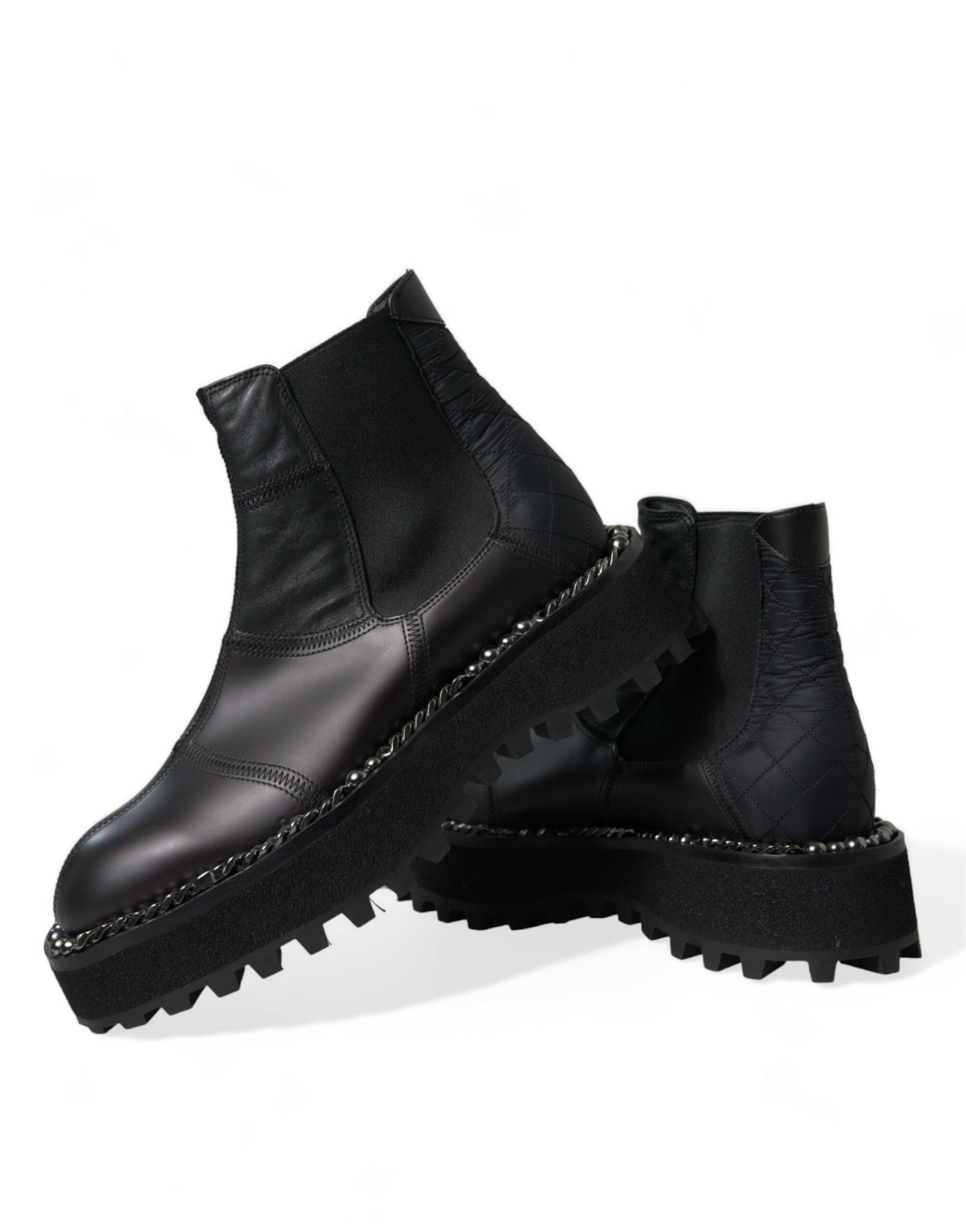 Dolce & Gabbana Black Leather Slip On Stretch Chelsea Boots Shoes - DEA STILOSA MILANO