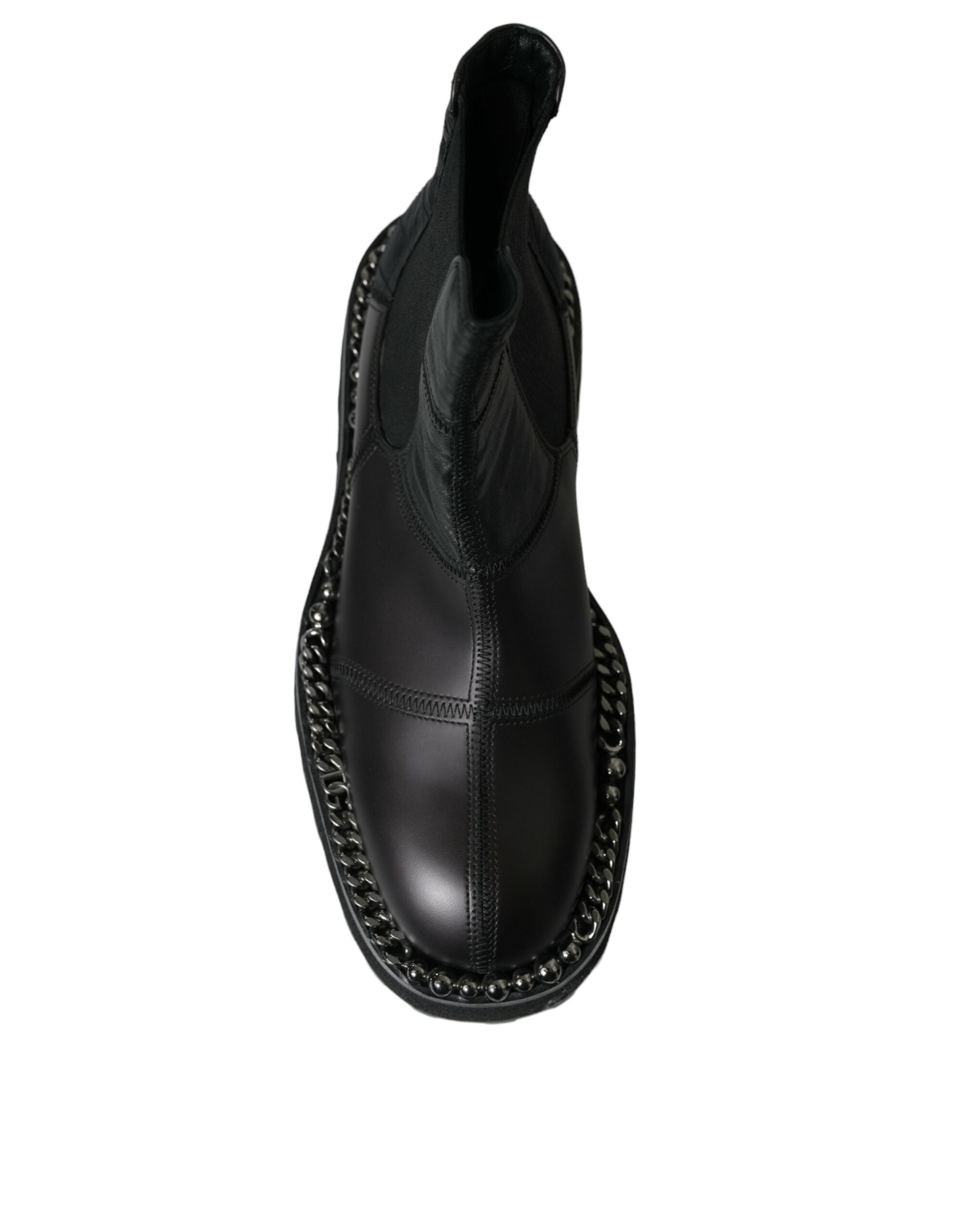 Dolce & Gabbana Black Leather Slip On Stretch Chelsea Boots Shoes - DEA STILOSA MILANO