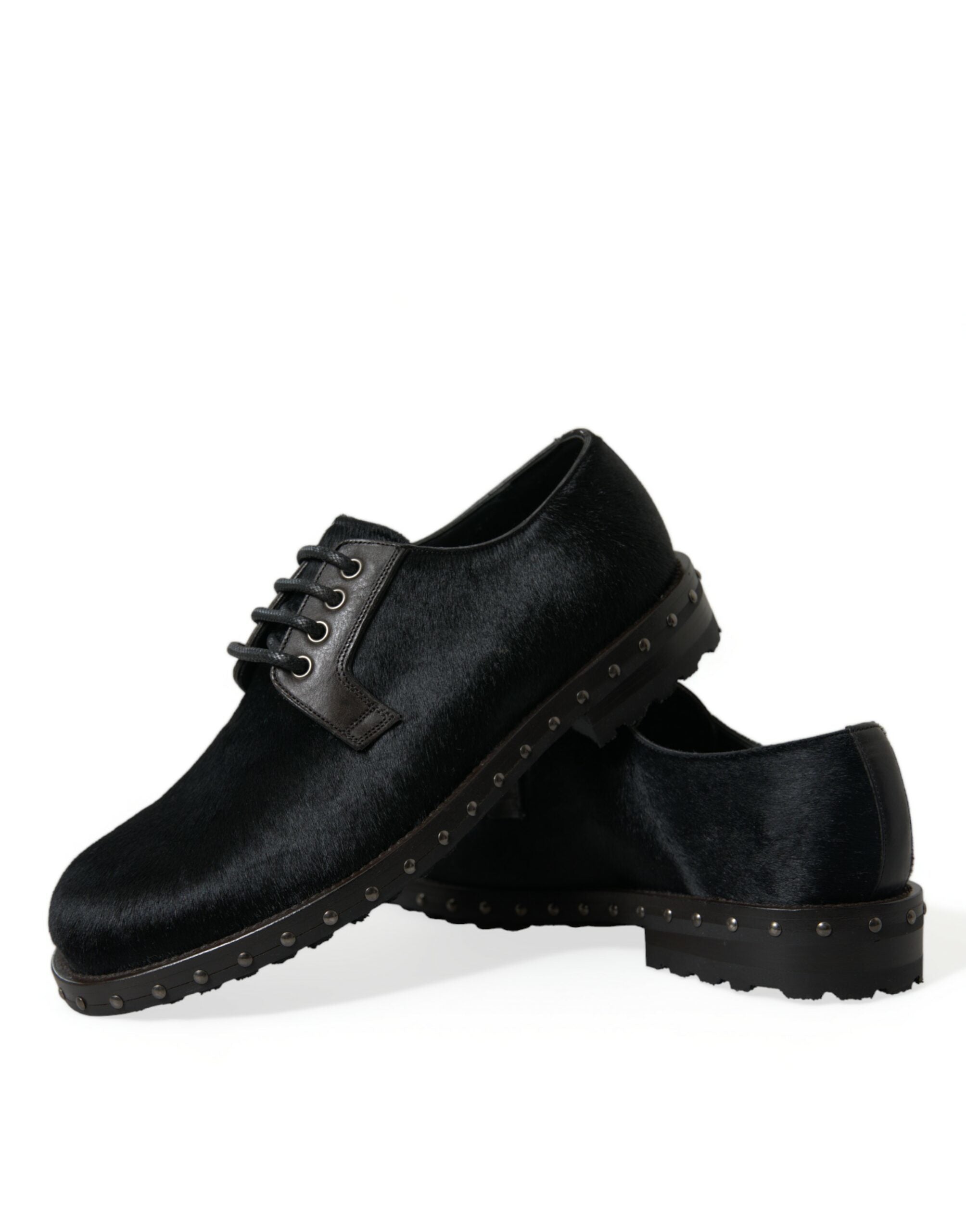 Dolce & Gabbana Black Stable Fur Derby SAN PIETRO Dress Shoes - DEA STILOSA MILANO
