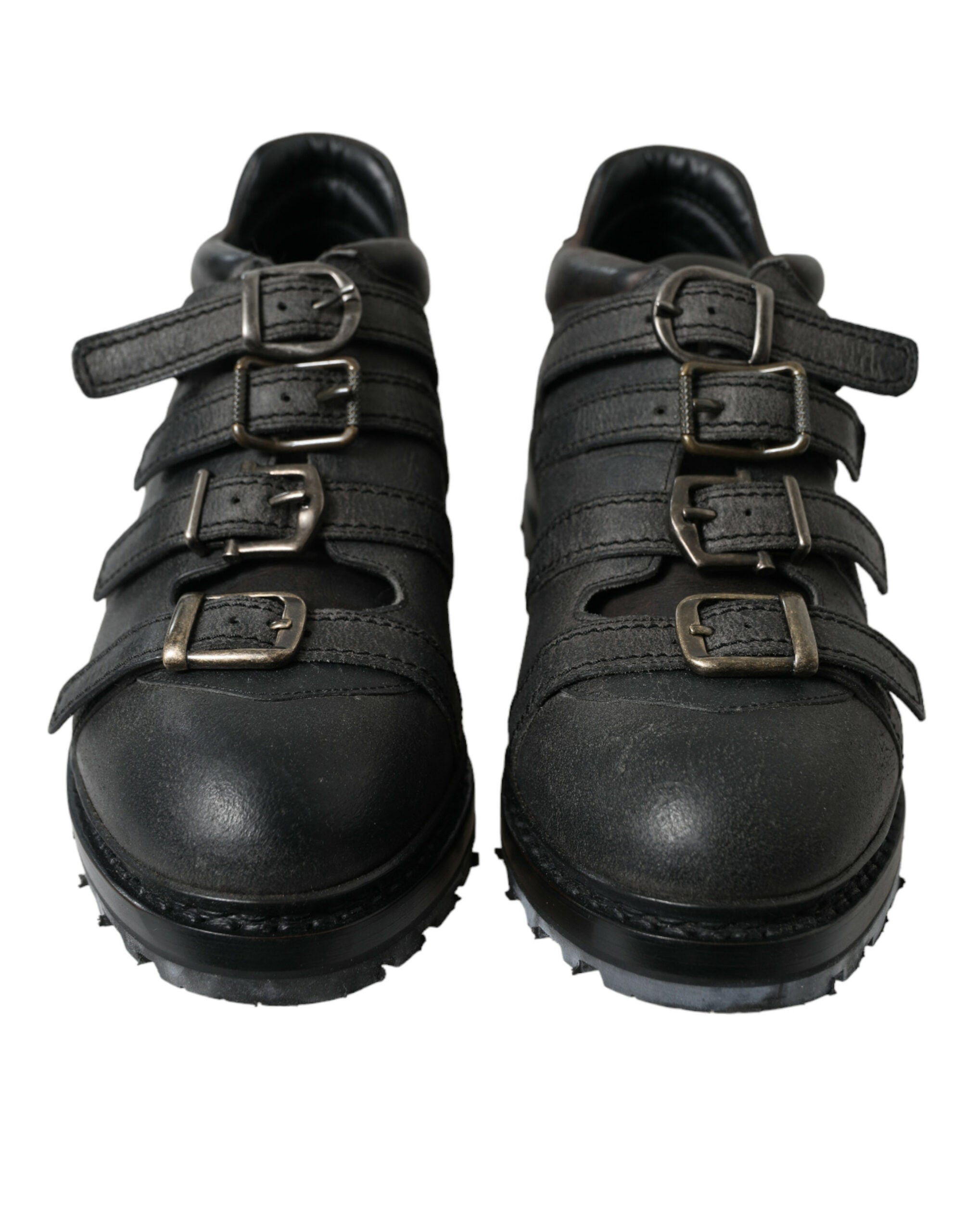 Dolce & Gabbana Black Leather Strap Men Ankle Boots Shoes - DEA STILOSA MILANO