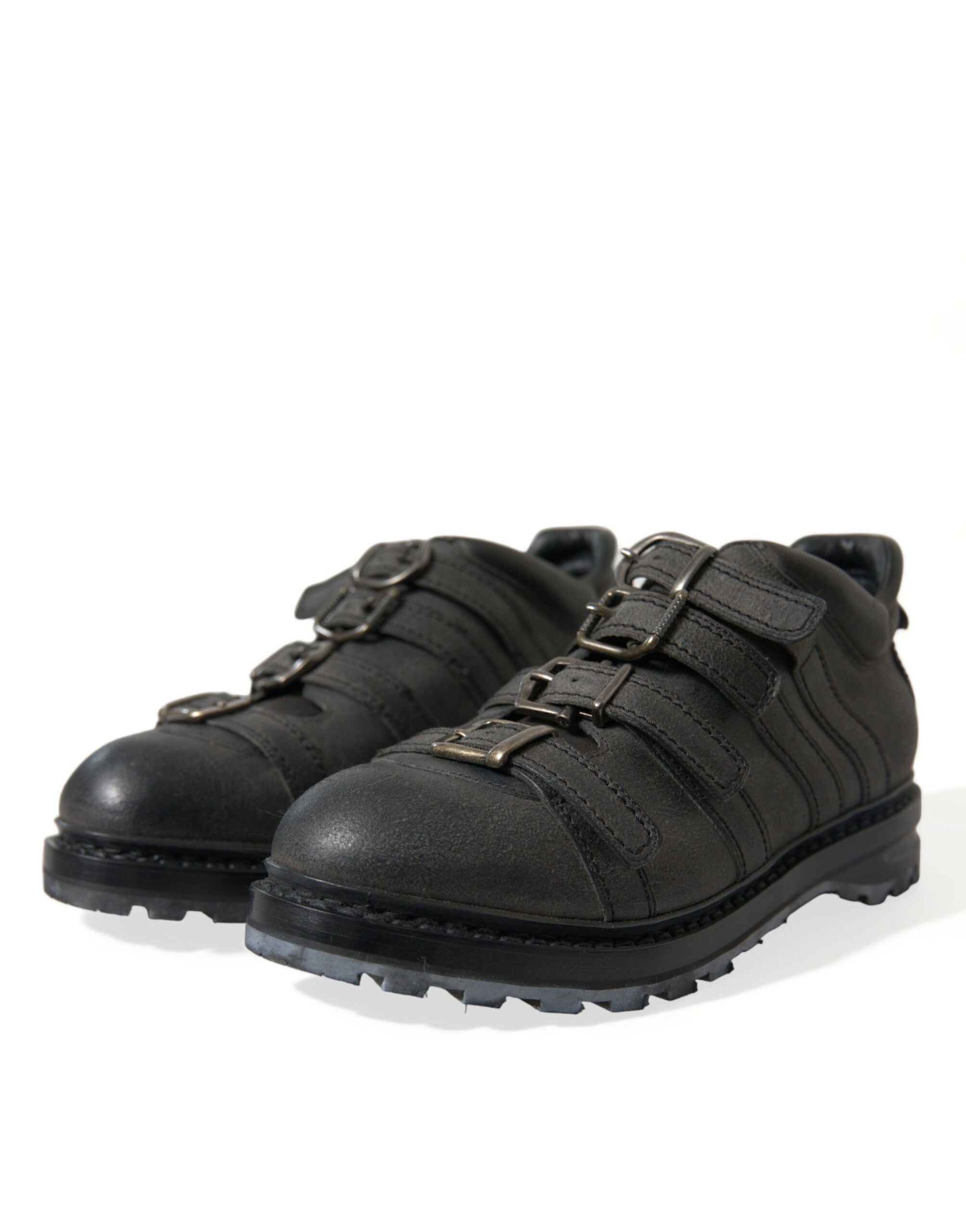Dolce & Gabbana Black Leather Strap Men Ankle Boots Shoes - DEA STILOSA MILANO