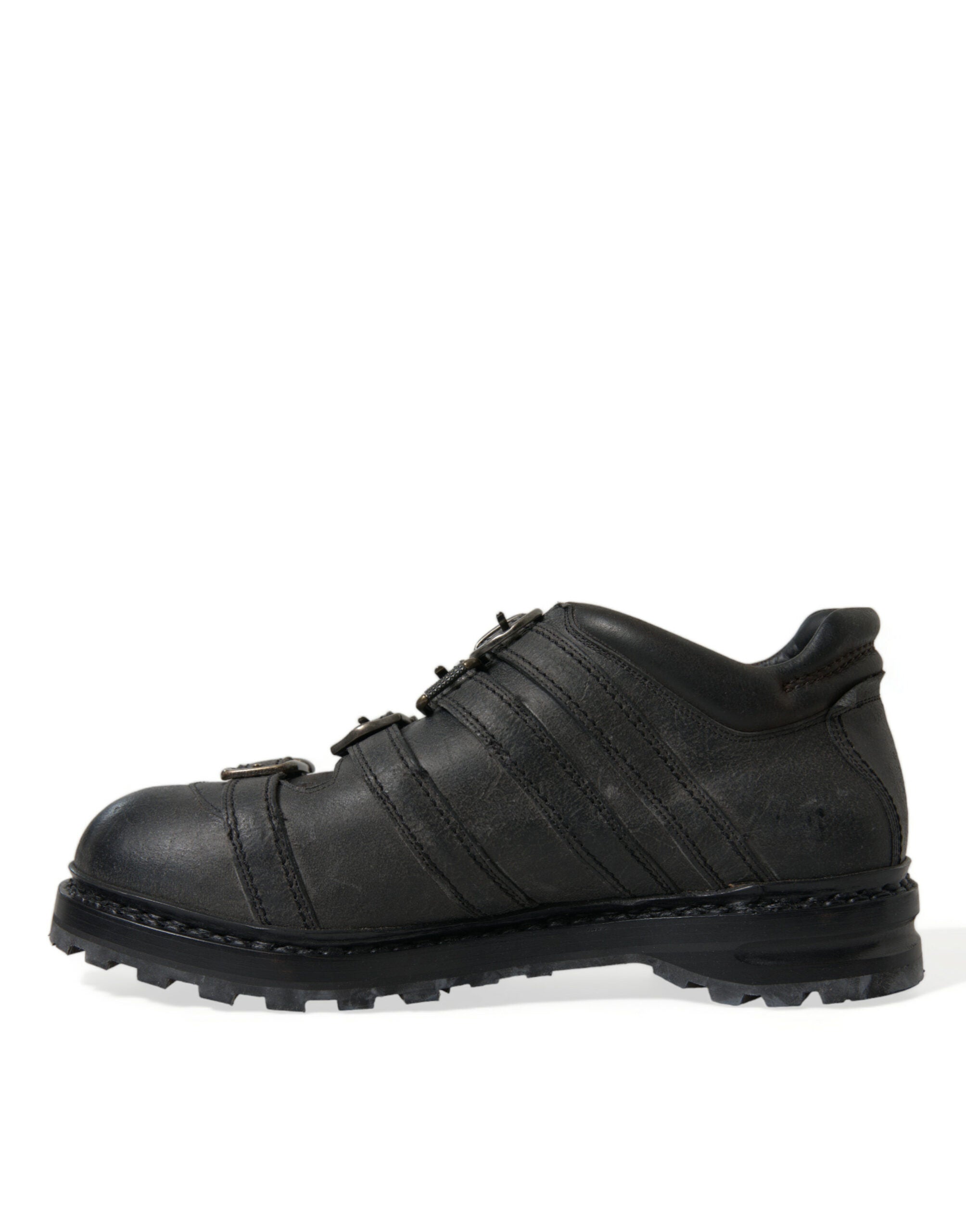 Dolce & Gabbana Black Leather Strap Men Ankle Boots Shoes - DEA STILOSA MILANO