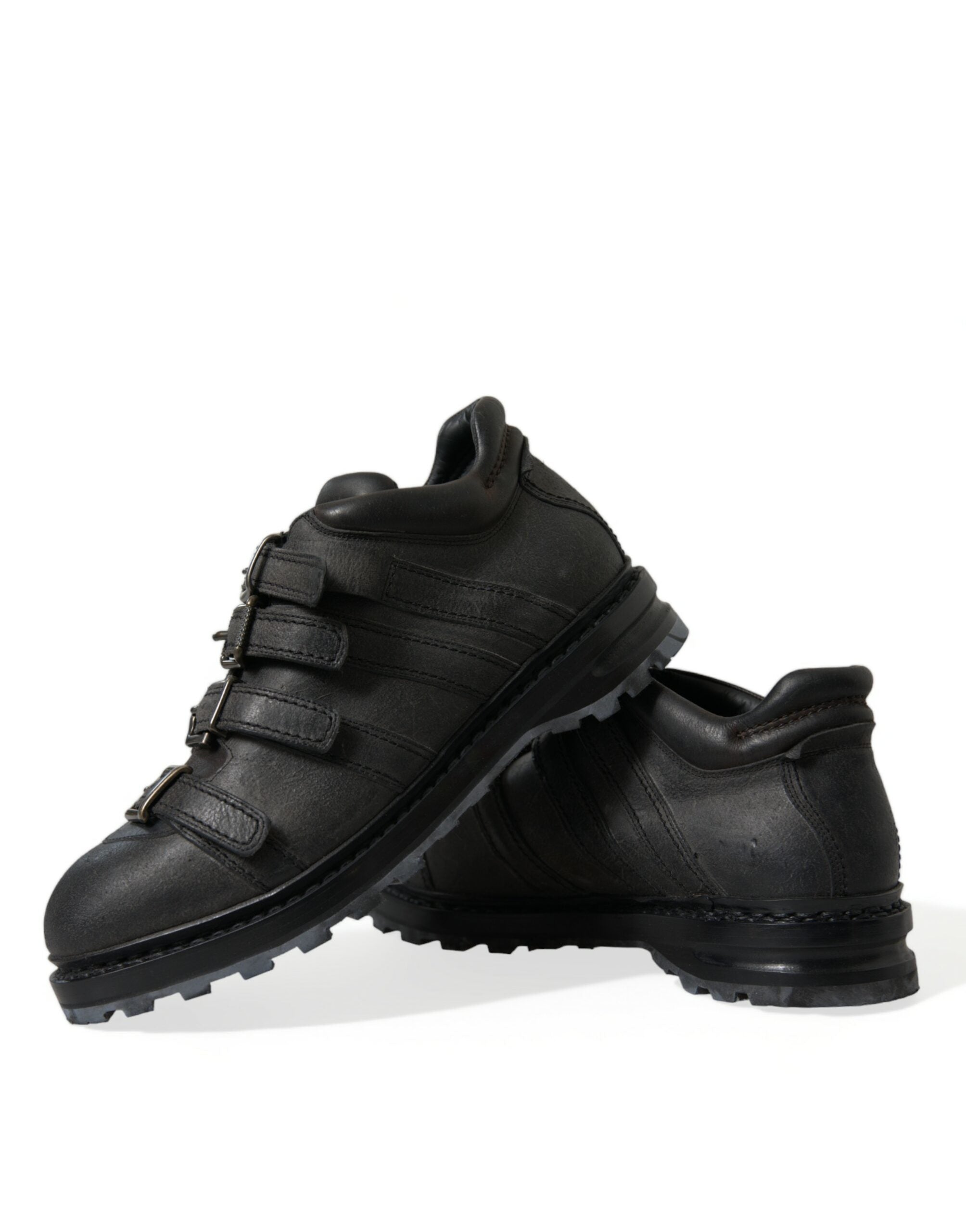 Dolce & Gabbana Black Leather Strap Men Ankle Boots Shoes - DEA STILOSA MILANO