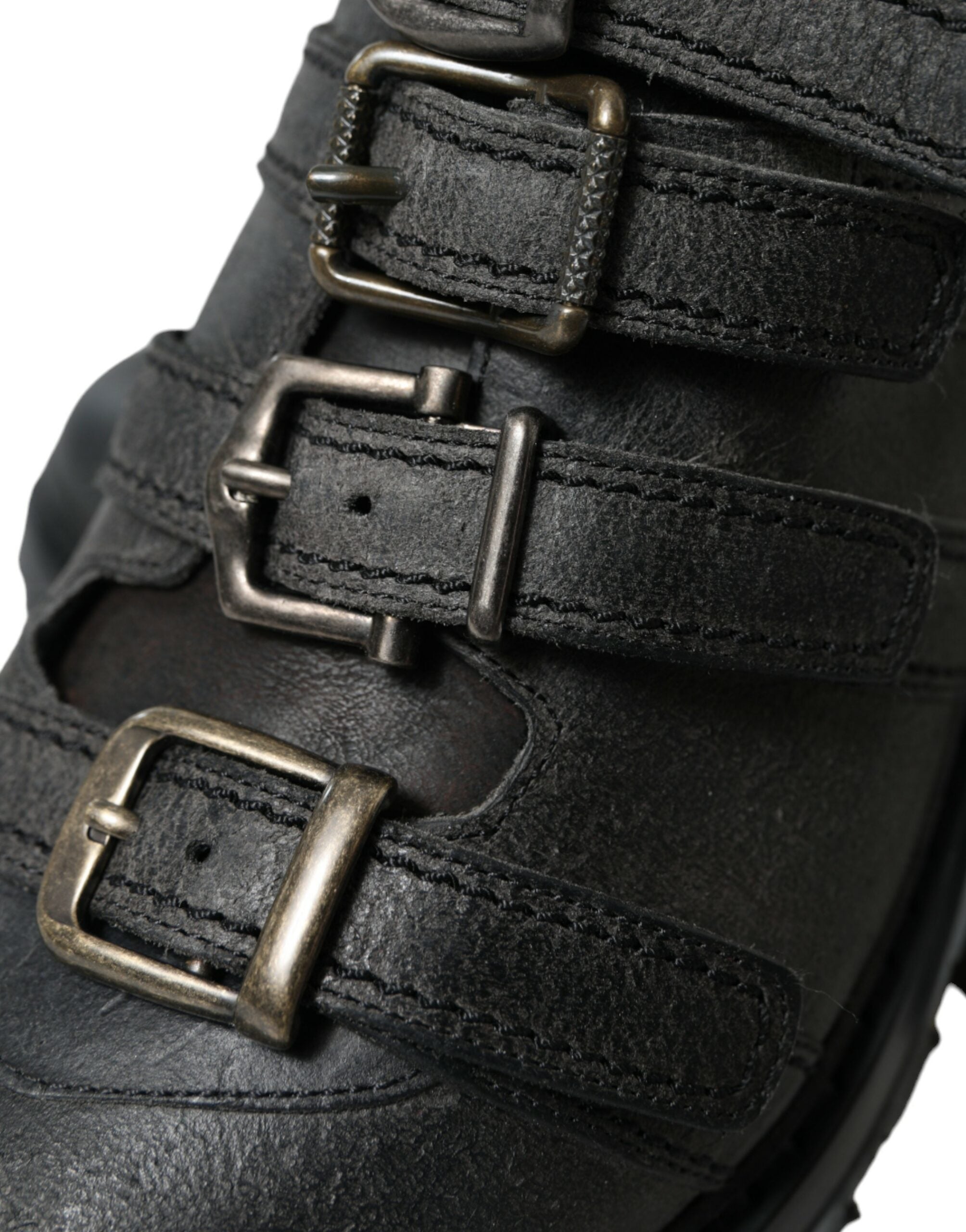 Dolce & Gabbana Black Leather Strap Men Ankle Boots Shoes - DEA STILOSA MILANO