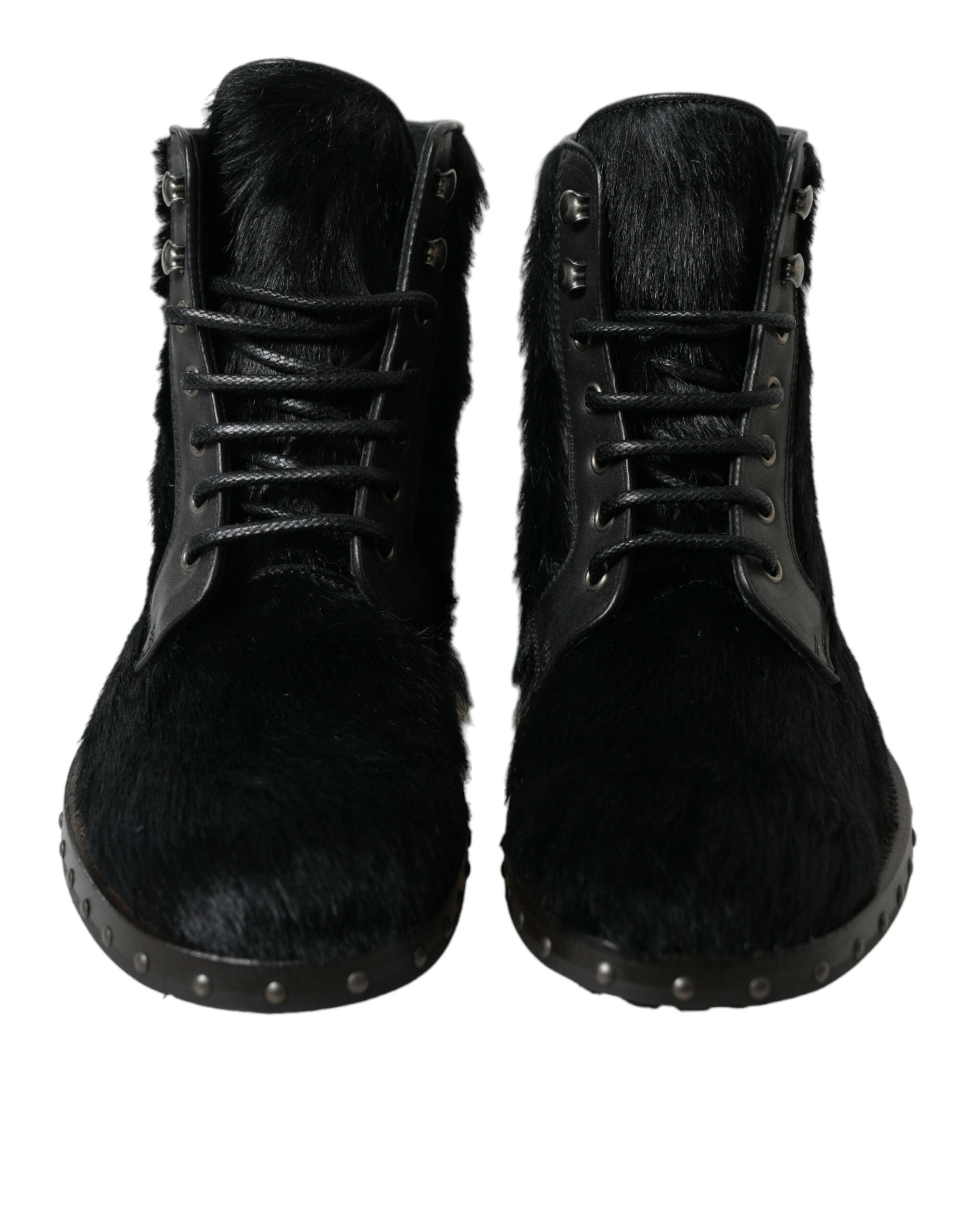 Dolce & Gabbana Black Pony Style Leather Mid Calf Boots Shoes - DEA STILOSA MILANO