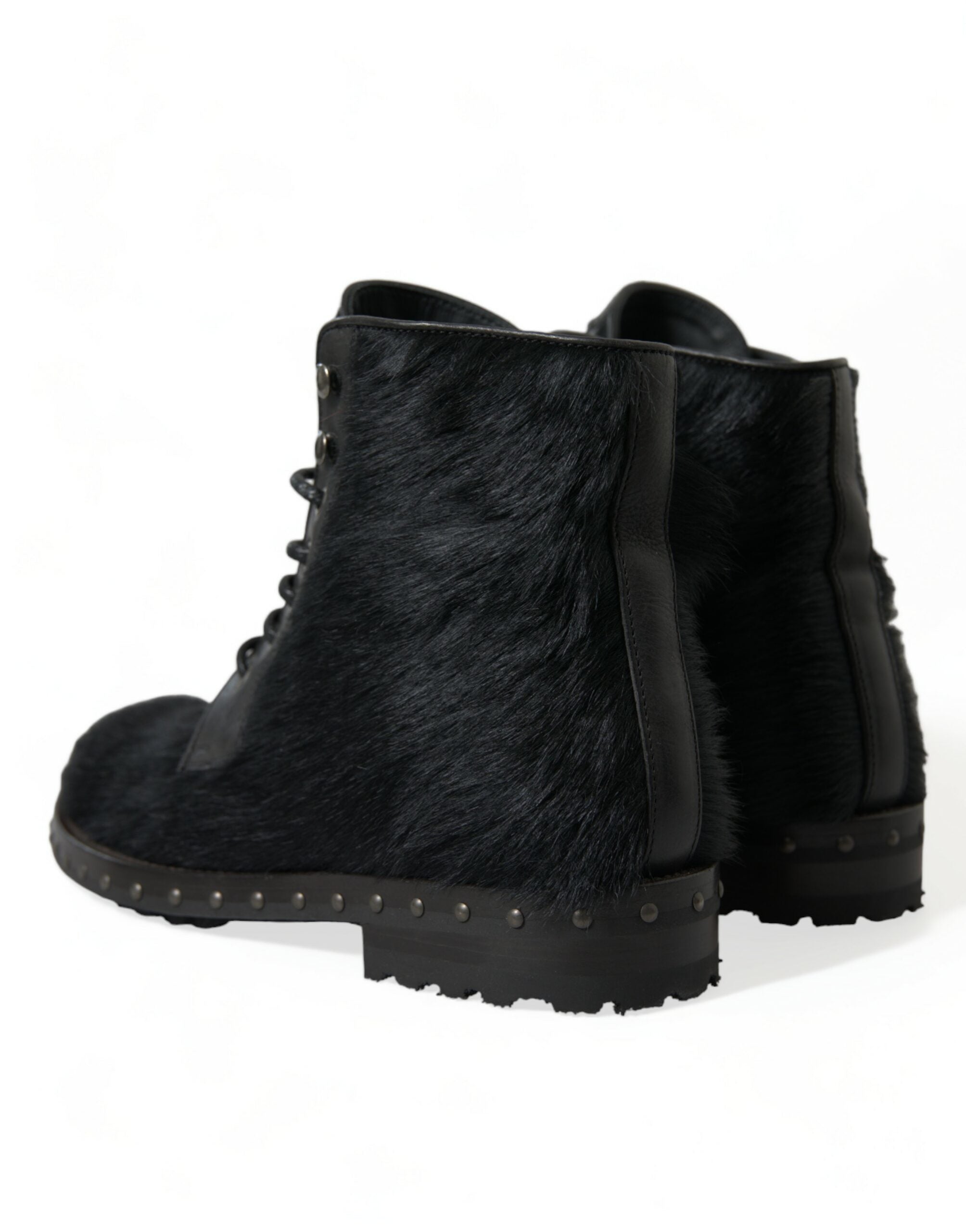 Dolce & Gabbana Black Pony Style Leather Mid Calf Boots Shoes - DEA STILOSA MILANO