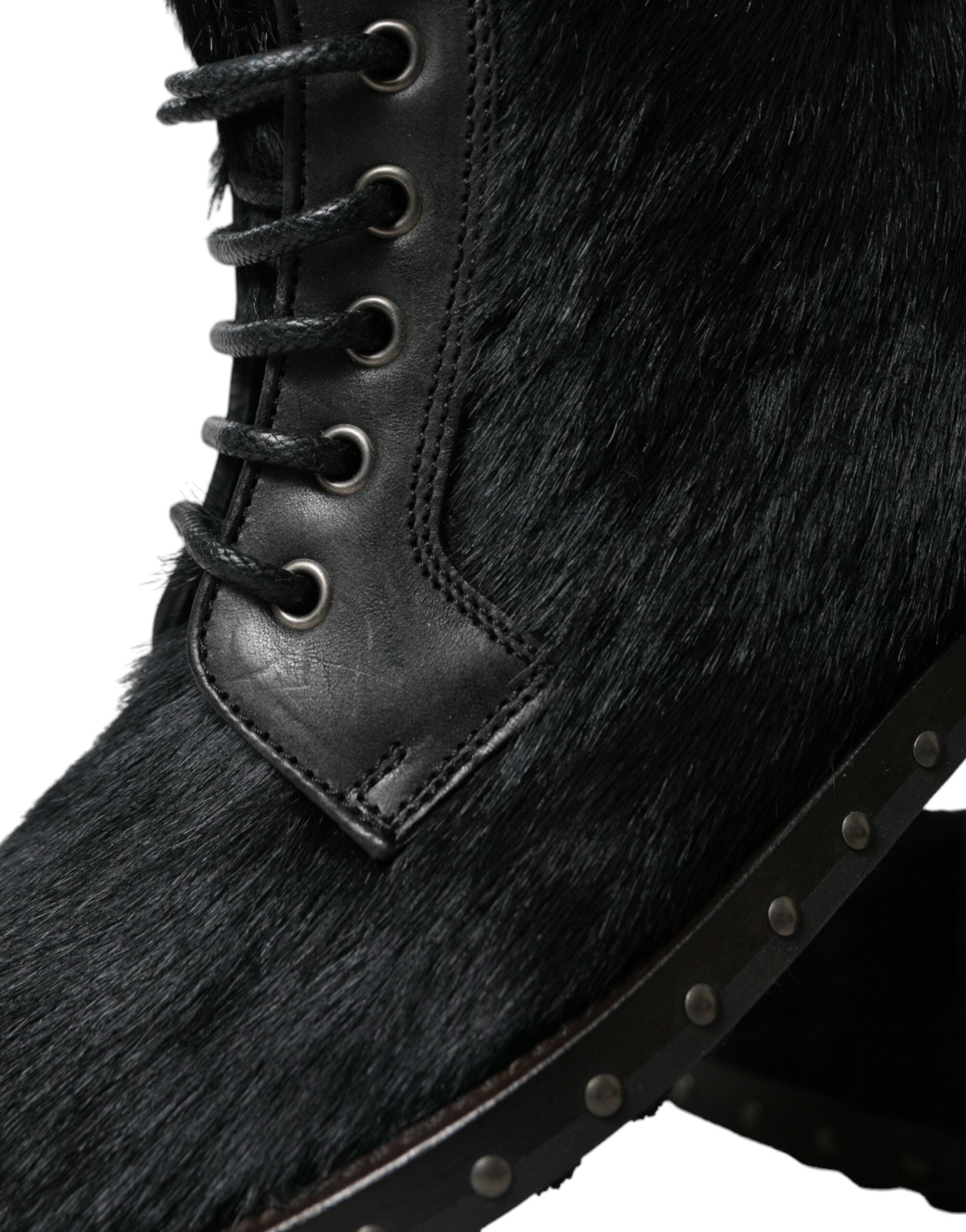 Dolce & Gabbana Black Pony Style Leather Mid Calf Boots Shoes - DEA STILOSA MILANO