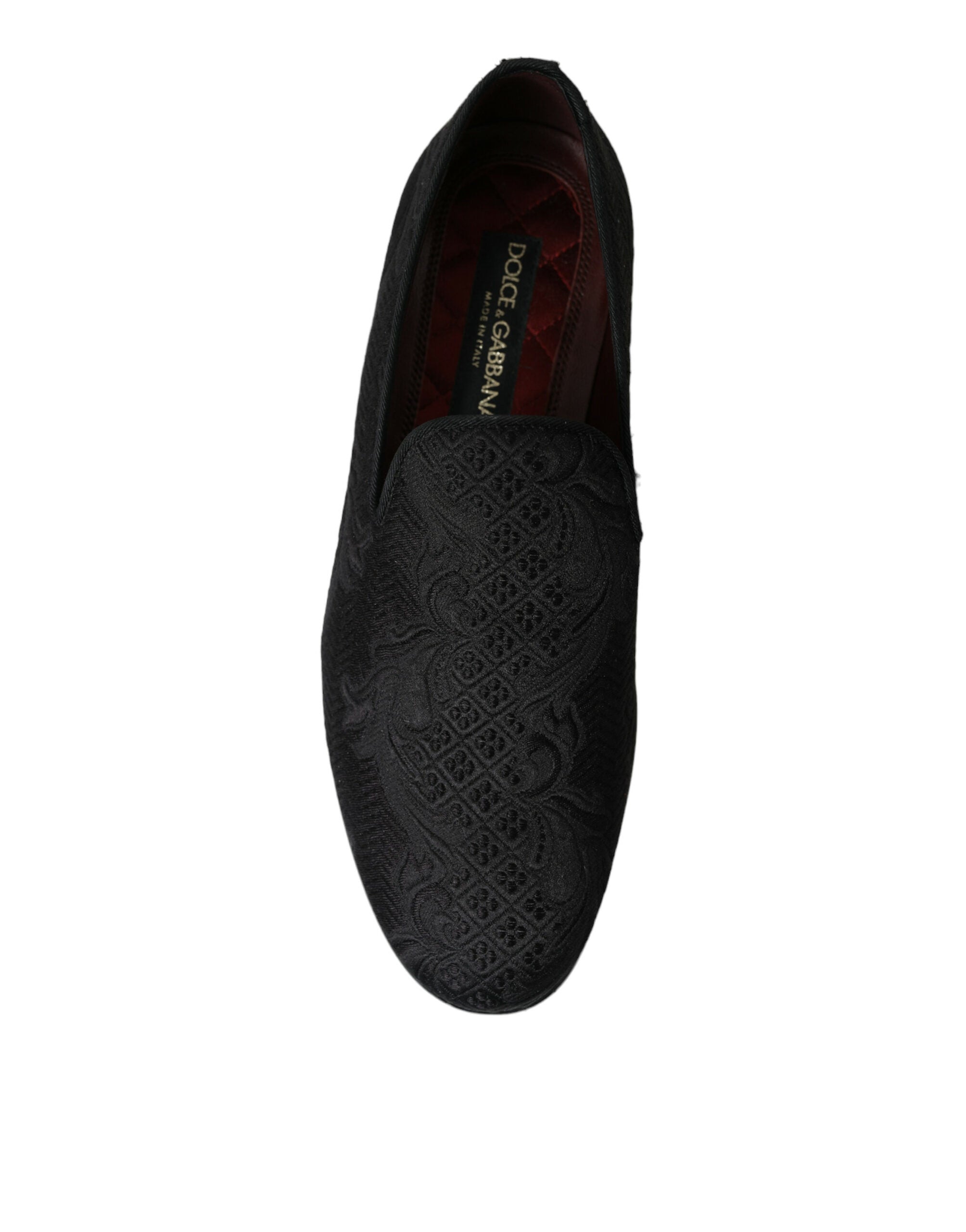 Dolce & Gabbana Black Brocade Men Slip On Loafer Dress Shoes - DEA STILOSA MILANO