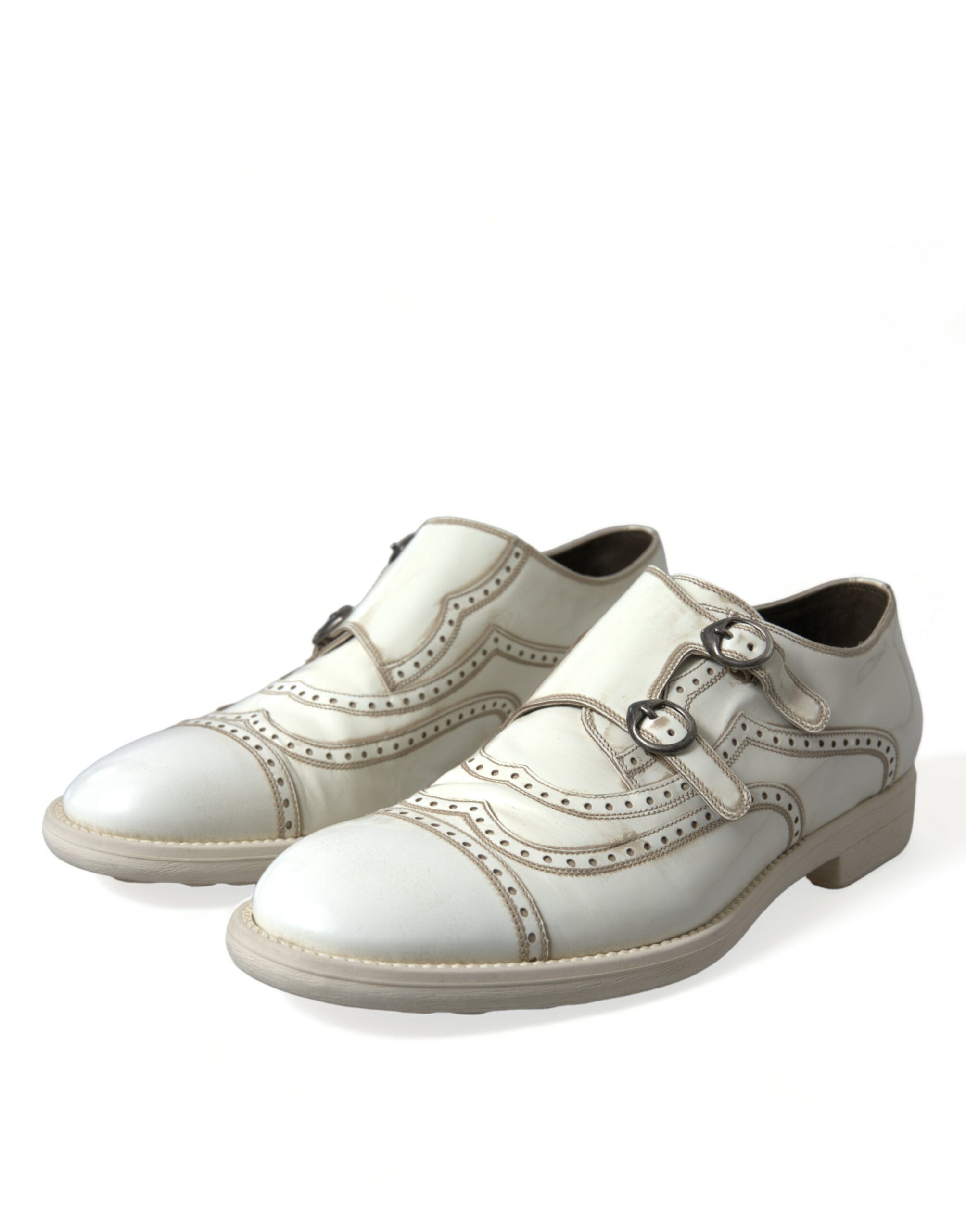 Dolce & Gabbana White Leather Strap Men Derby Dress Shoes - DEA STILOSA MILANO