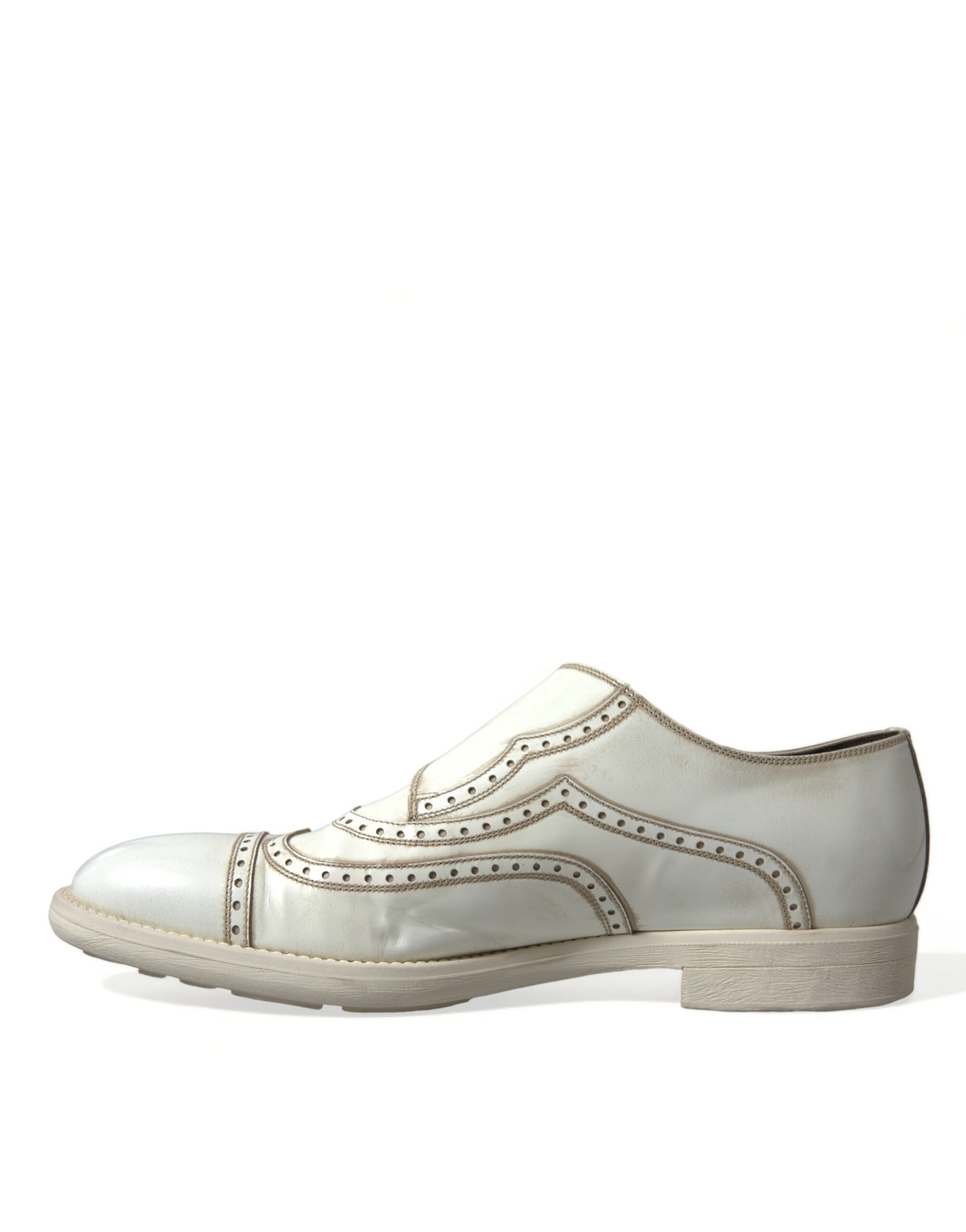 Dolce & Gabbana White Leather Strap Men Derby Dress Shoes - DEA STILOSA MILANO