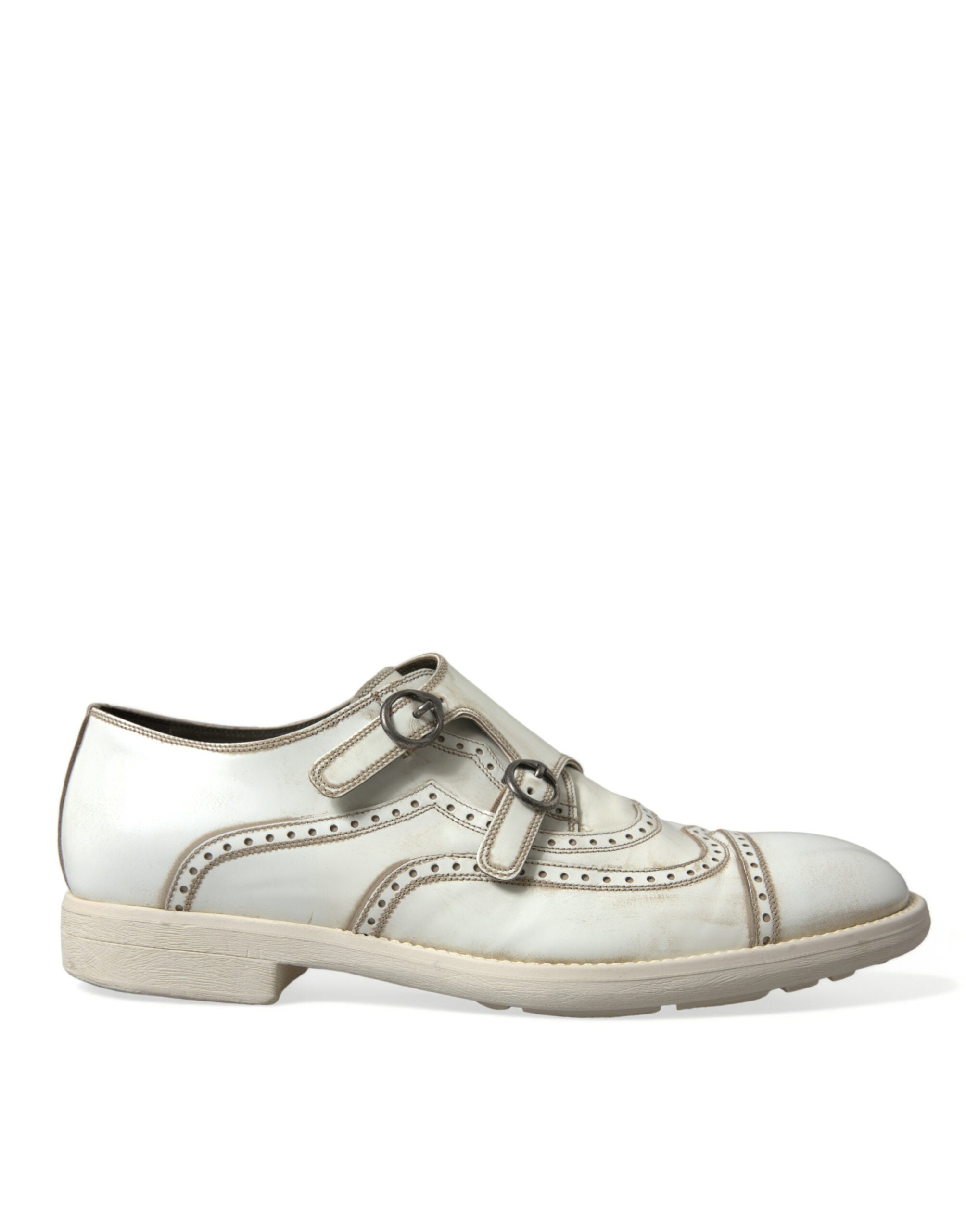 Dolce & Gabbana White Leather Strap Men Derby Dress Shoes - DEA STILOSA MILANO