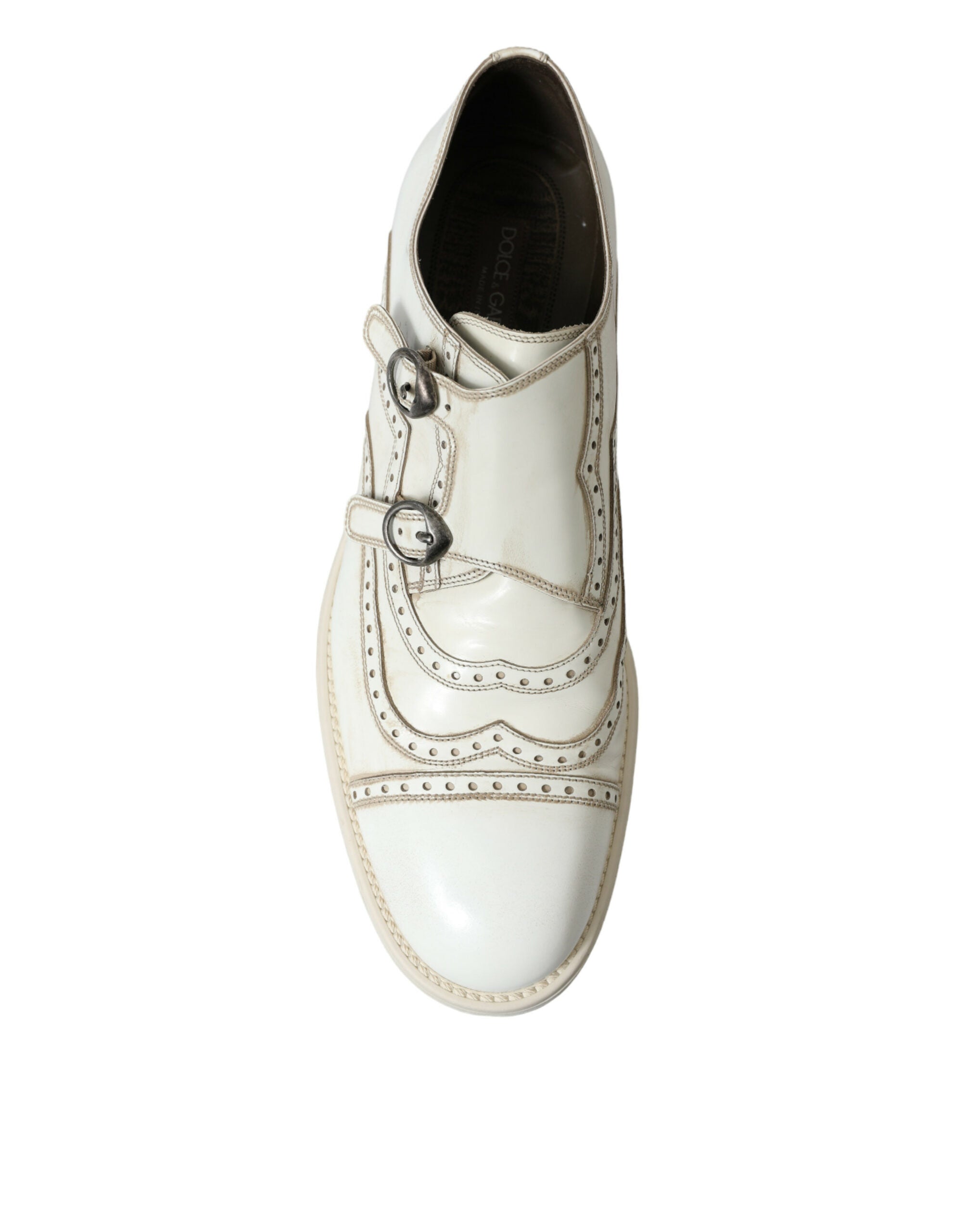 Dolce & Gabbana White Leather Strap Men Derby Dress Shoes - DEA STILOSA MILANO