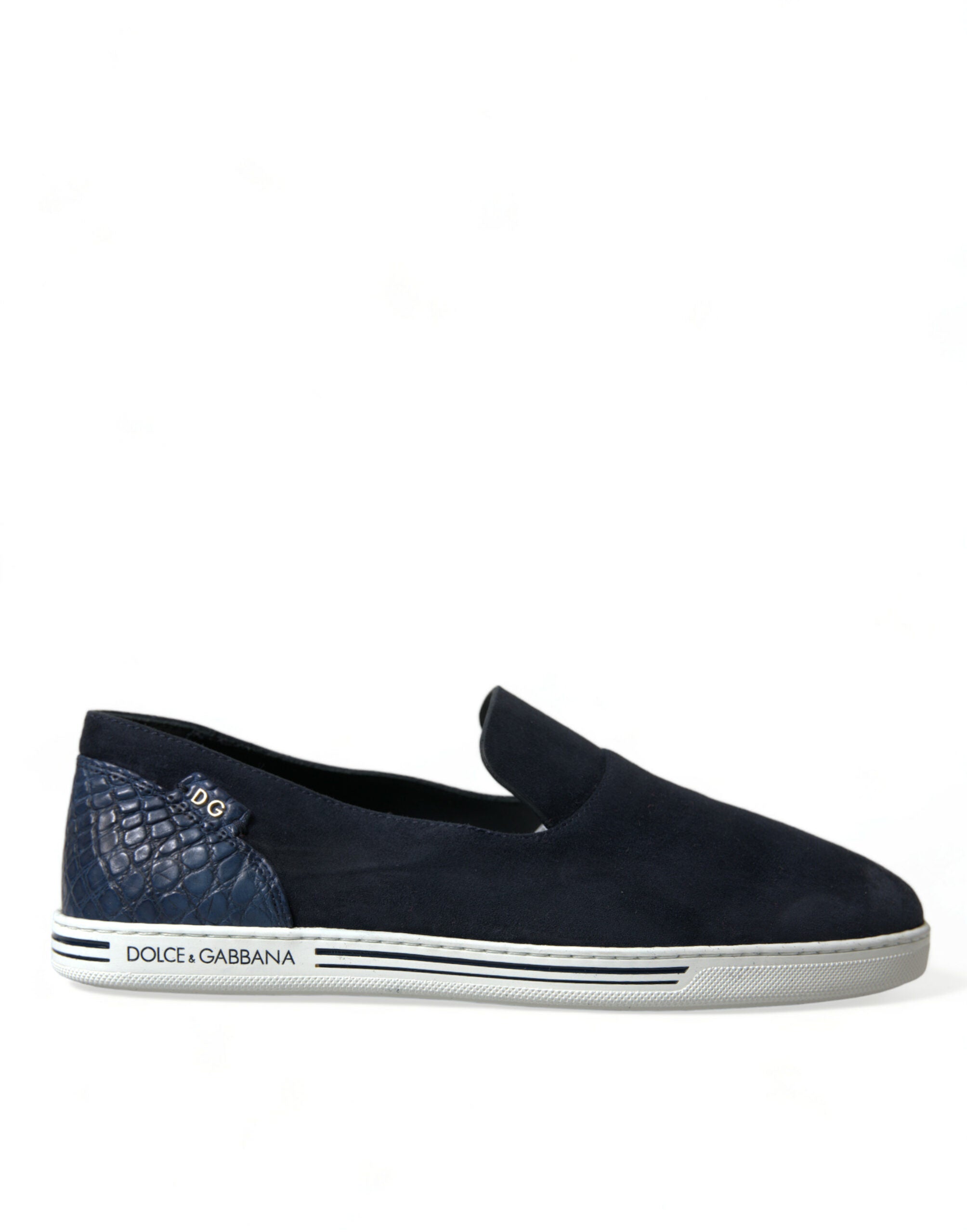 Dolce & Gabbana Blue Suede Caiman Loafers Saint Tropez Shoes - DEA STILOSA MILANO