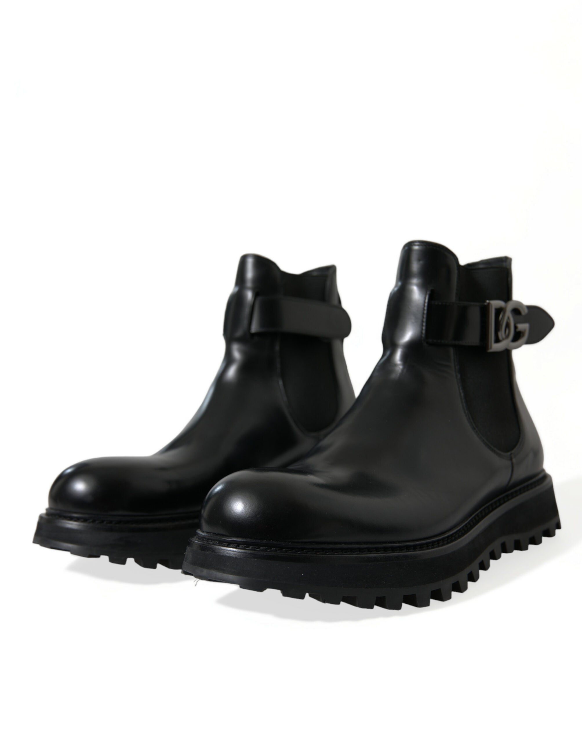 Dolce & Gabbana Black Chelsea Belted DG Logo Boots Shoes - DEA STILOSA MILANO