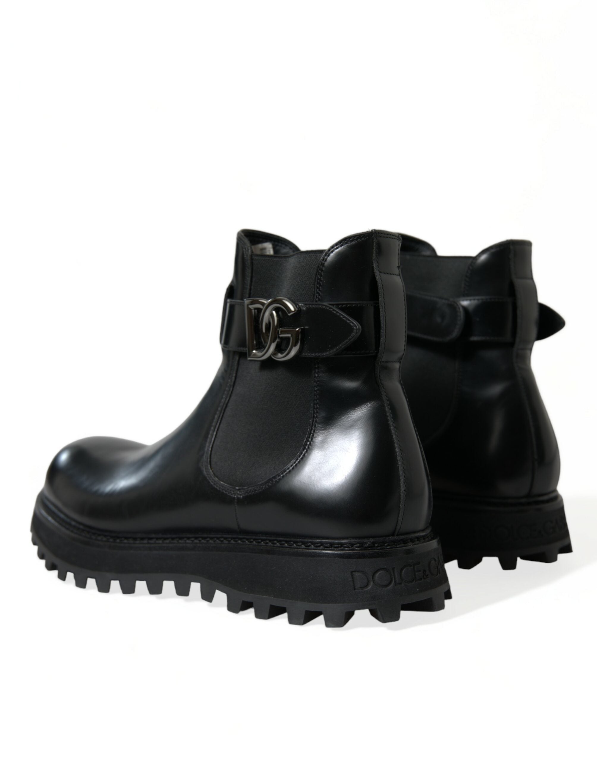 Dolce & Gabbana Black Chelsea Belted DG Logo Boots Shoes - DEA STILOSA MILANO
