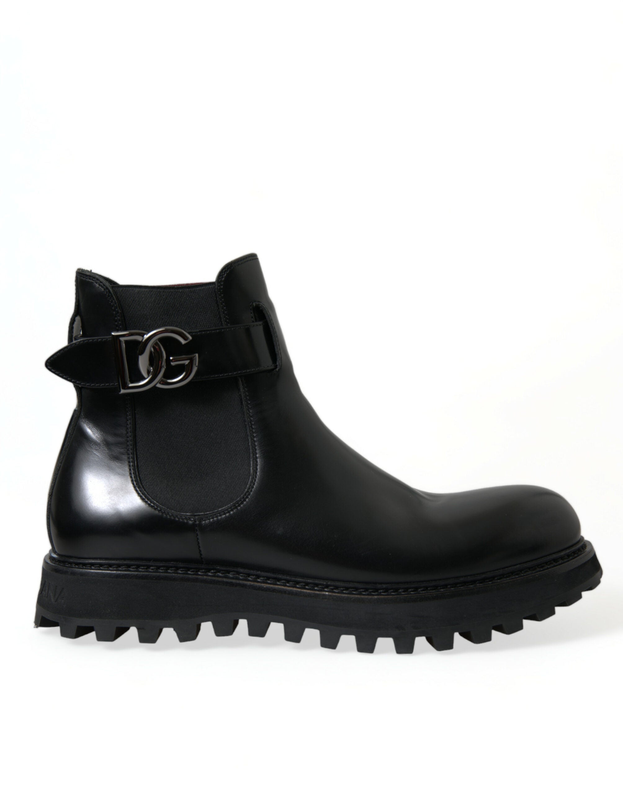 Dolce & Gabbana Black Chelsea Belted DG Logo Boots Shoes - DEA STILOSA MILANO